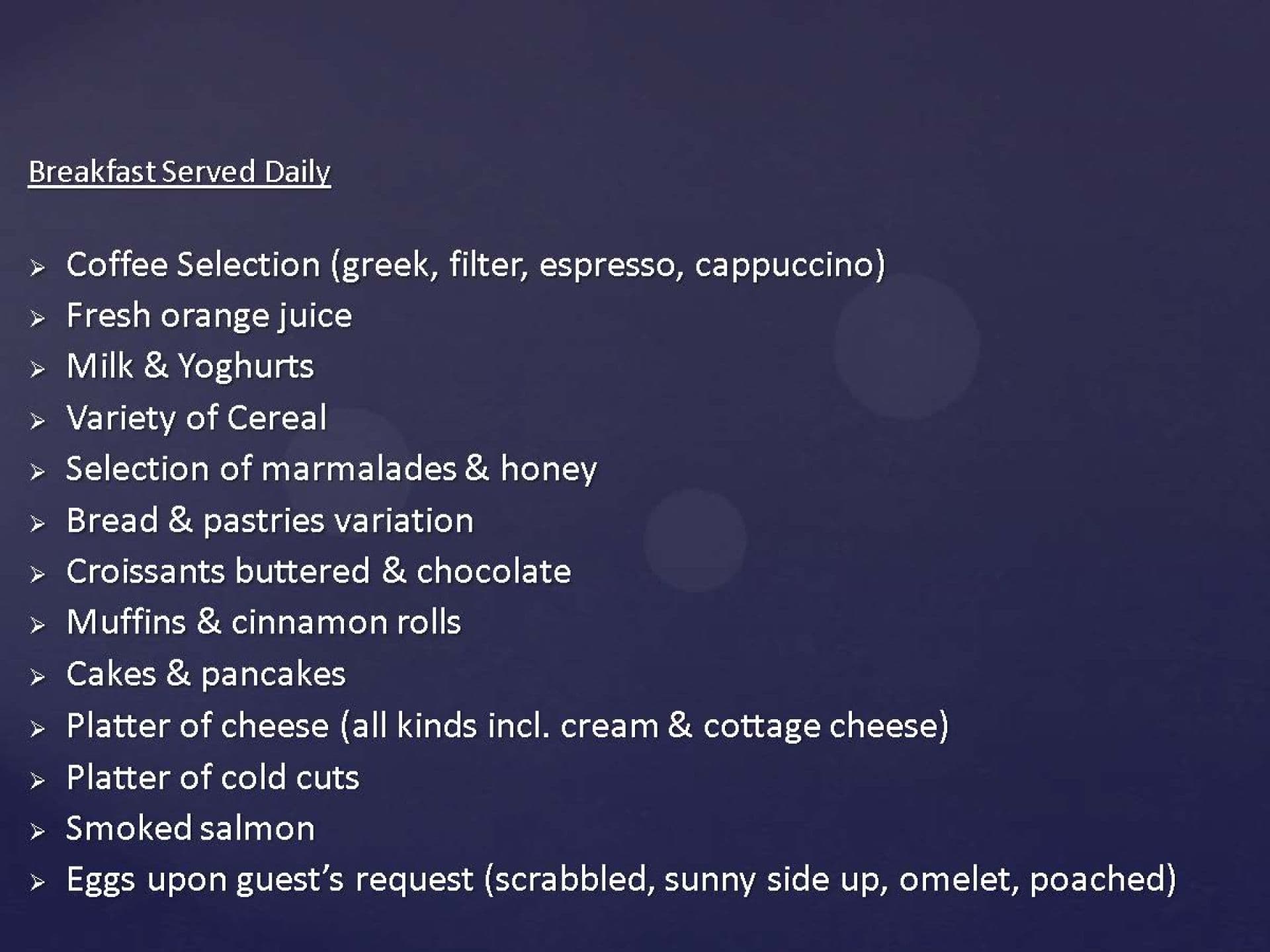 Sample menu image