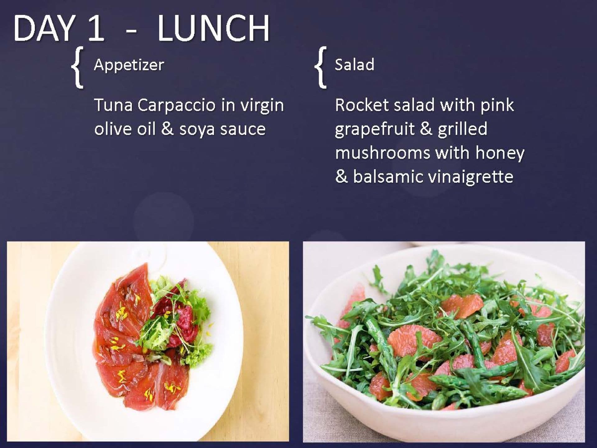 Sample menu image