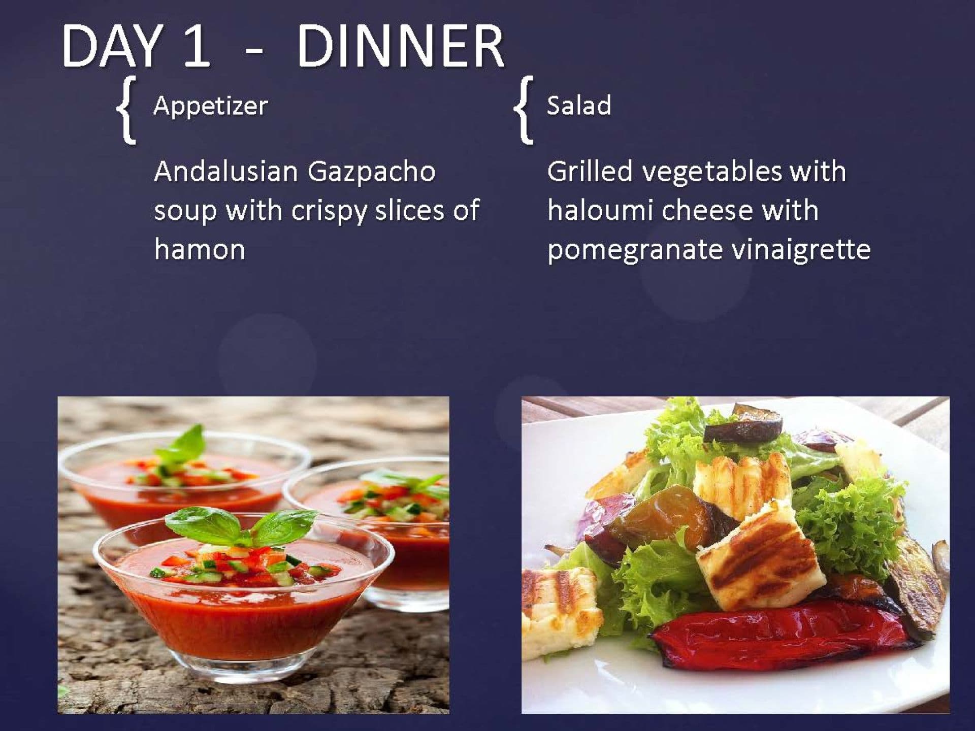 Sample menu image