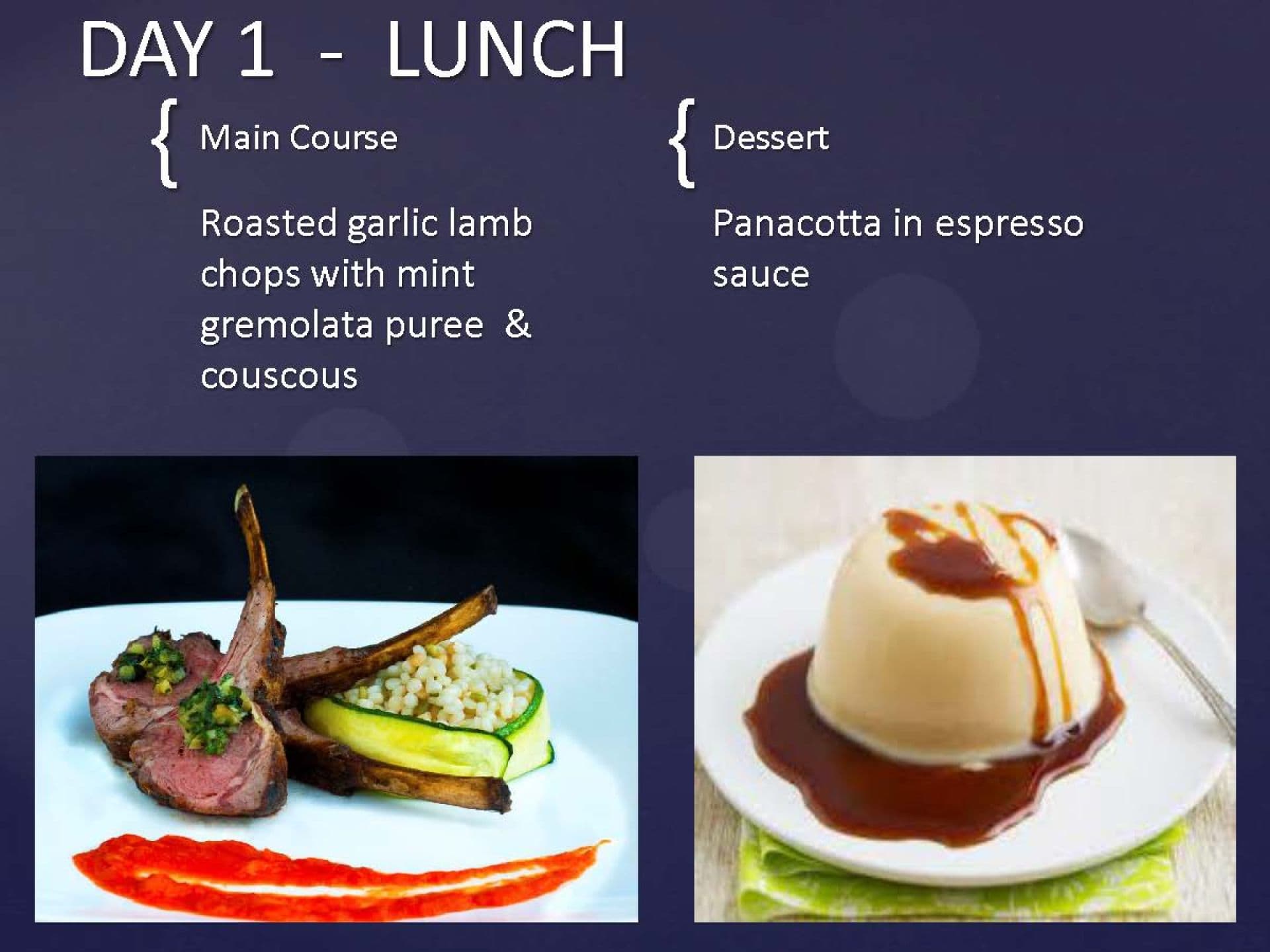 Sample menu image