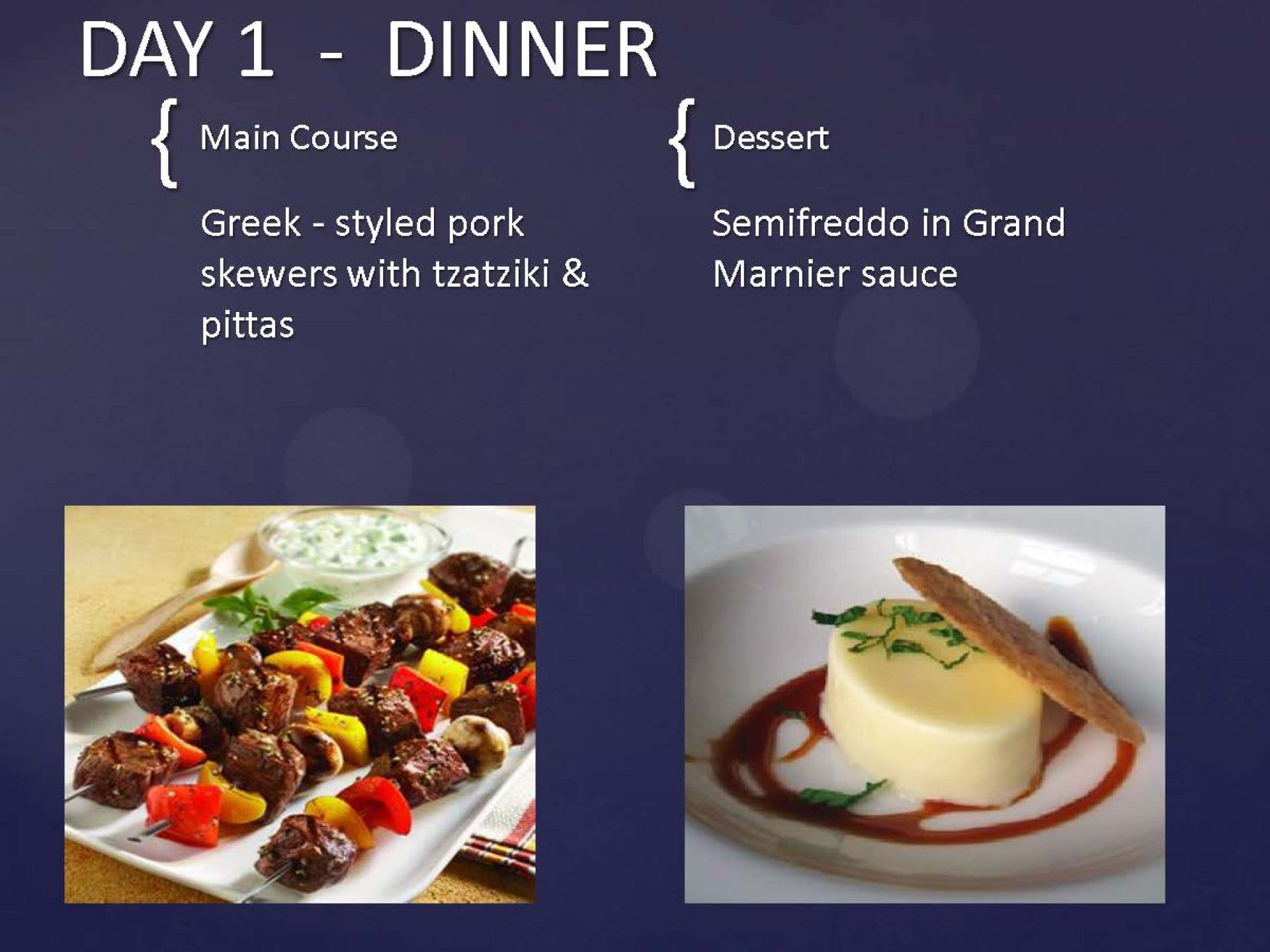 Sample menu image