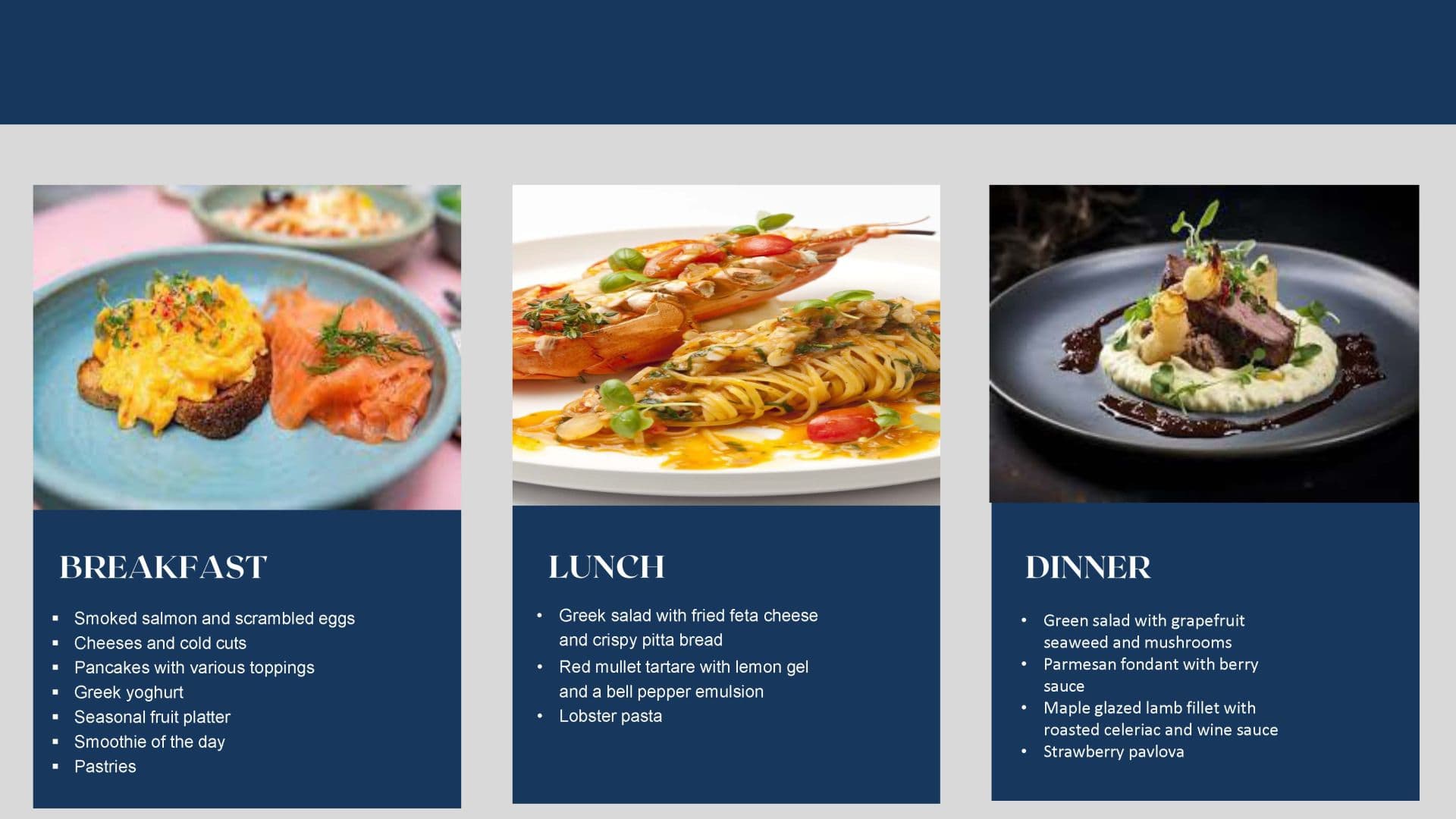Sample menu image