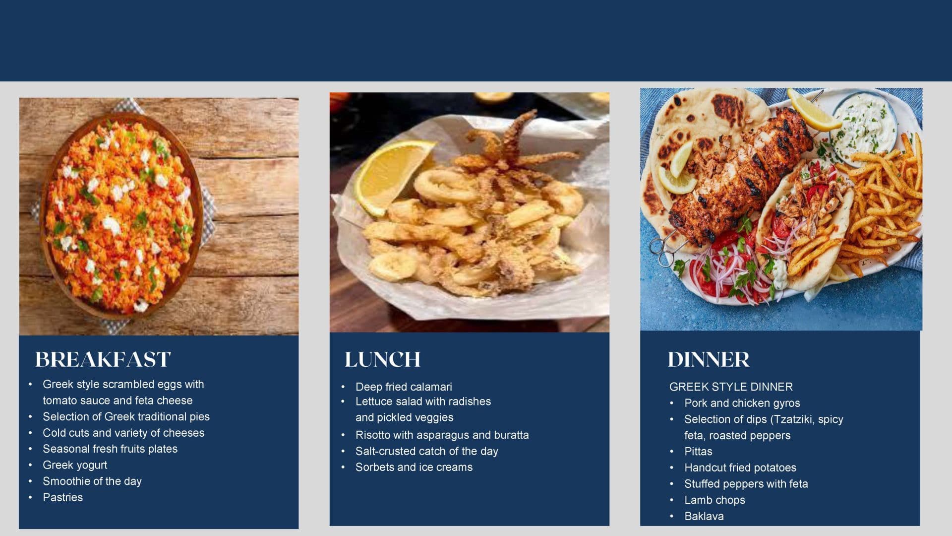 Sample menu image