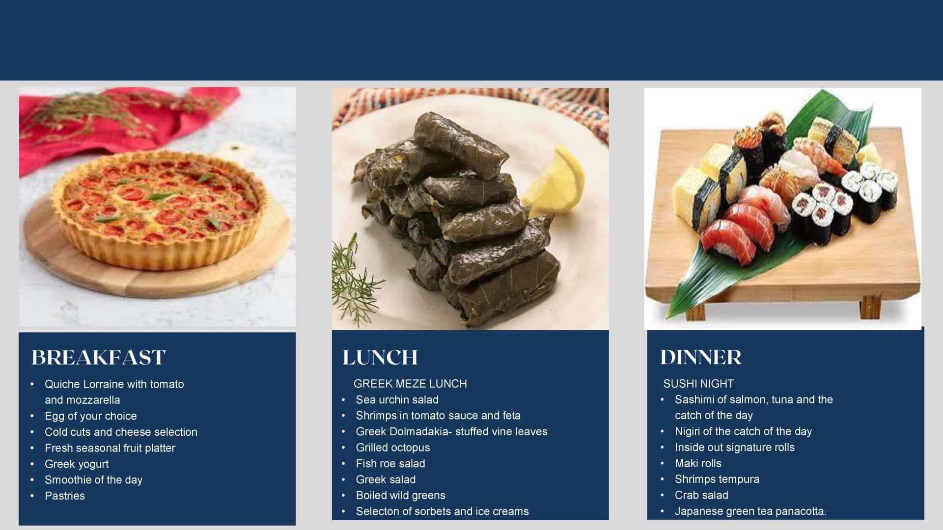 Sample menu image
