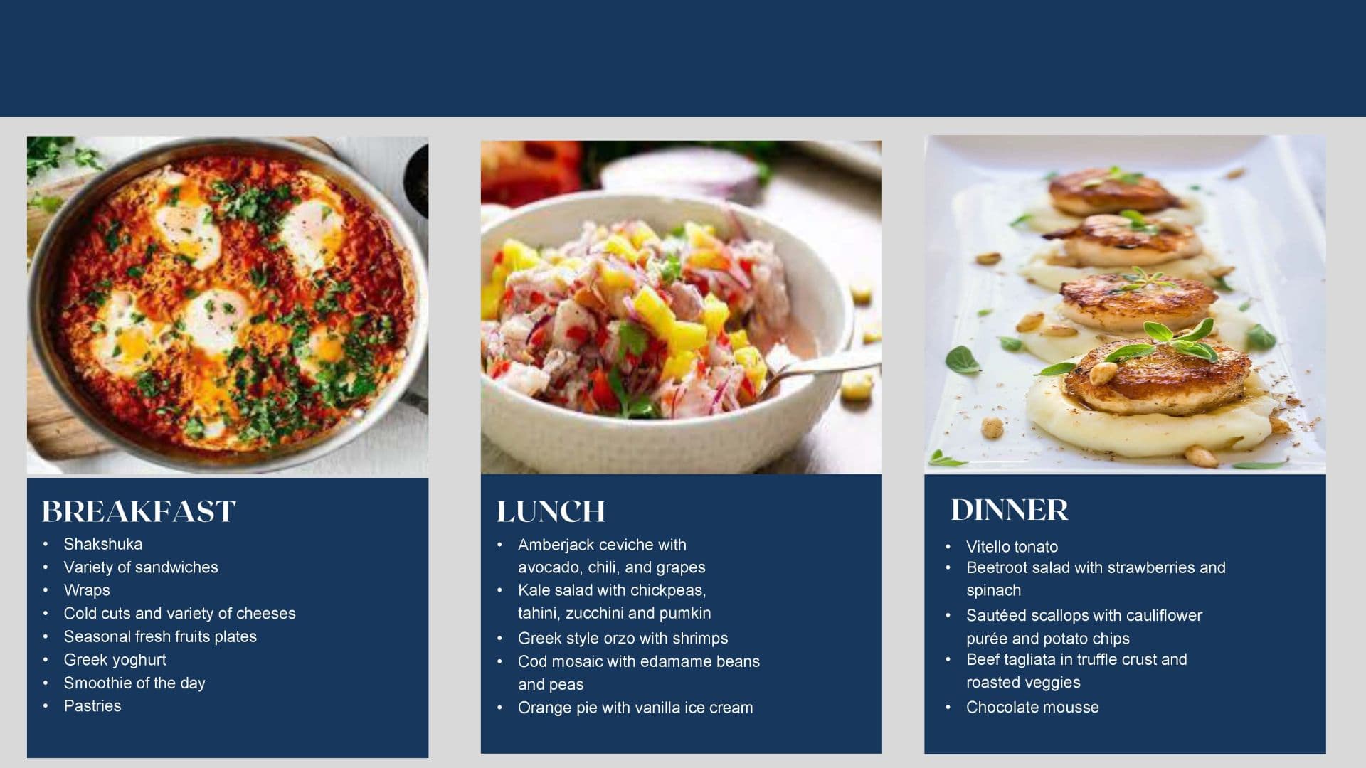 Sample menu image