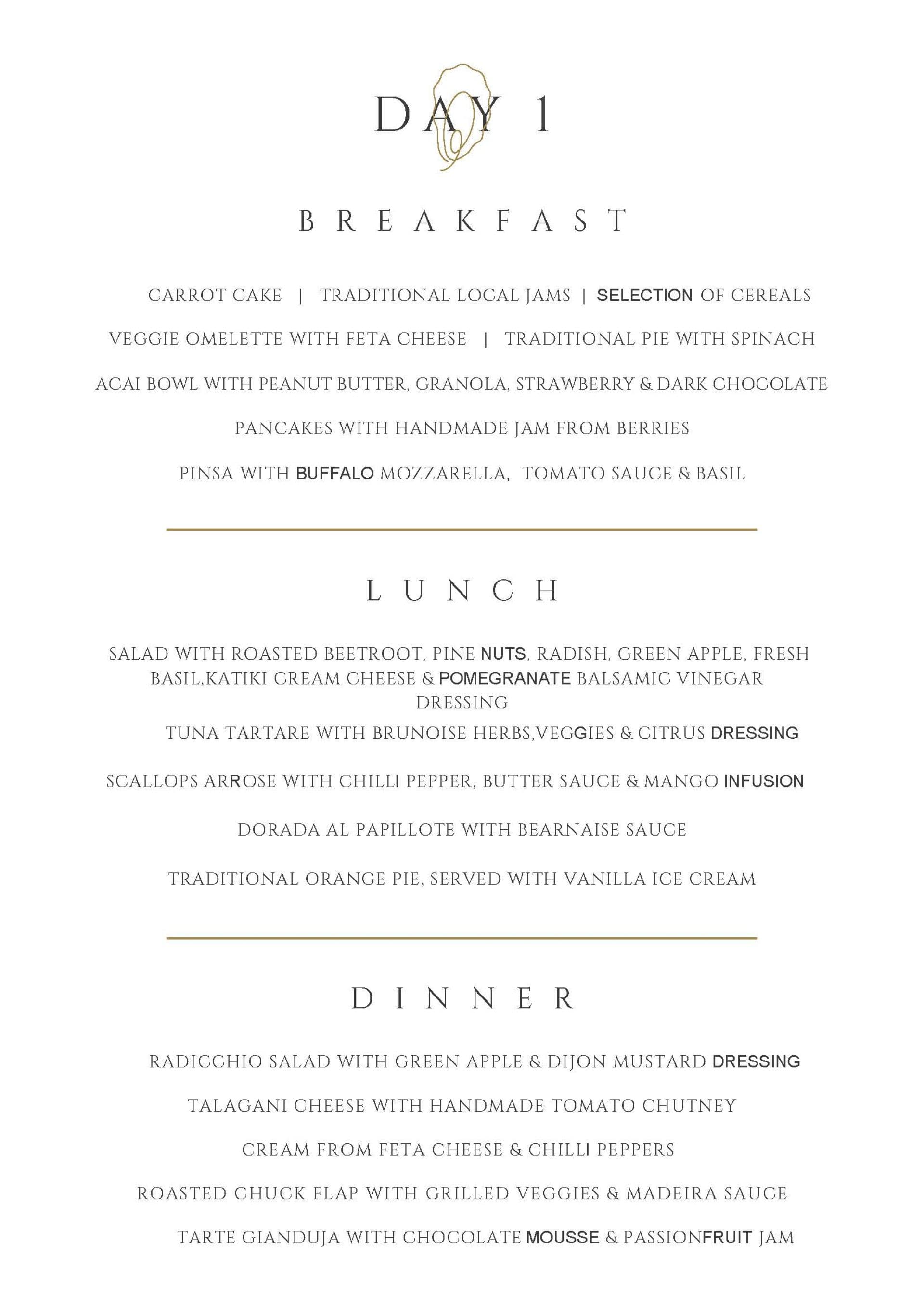 Sample menu image