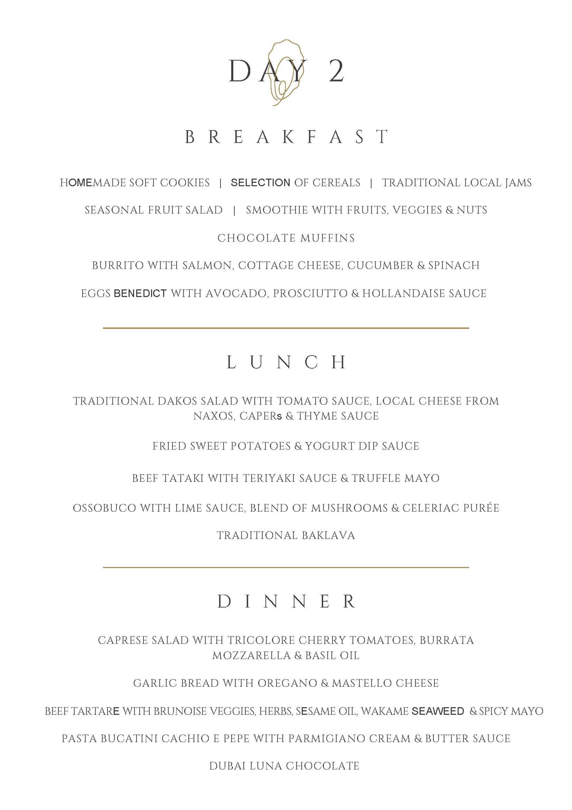 Sample menu image
