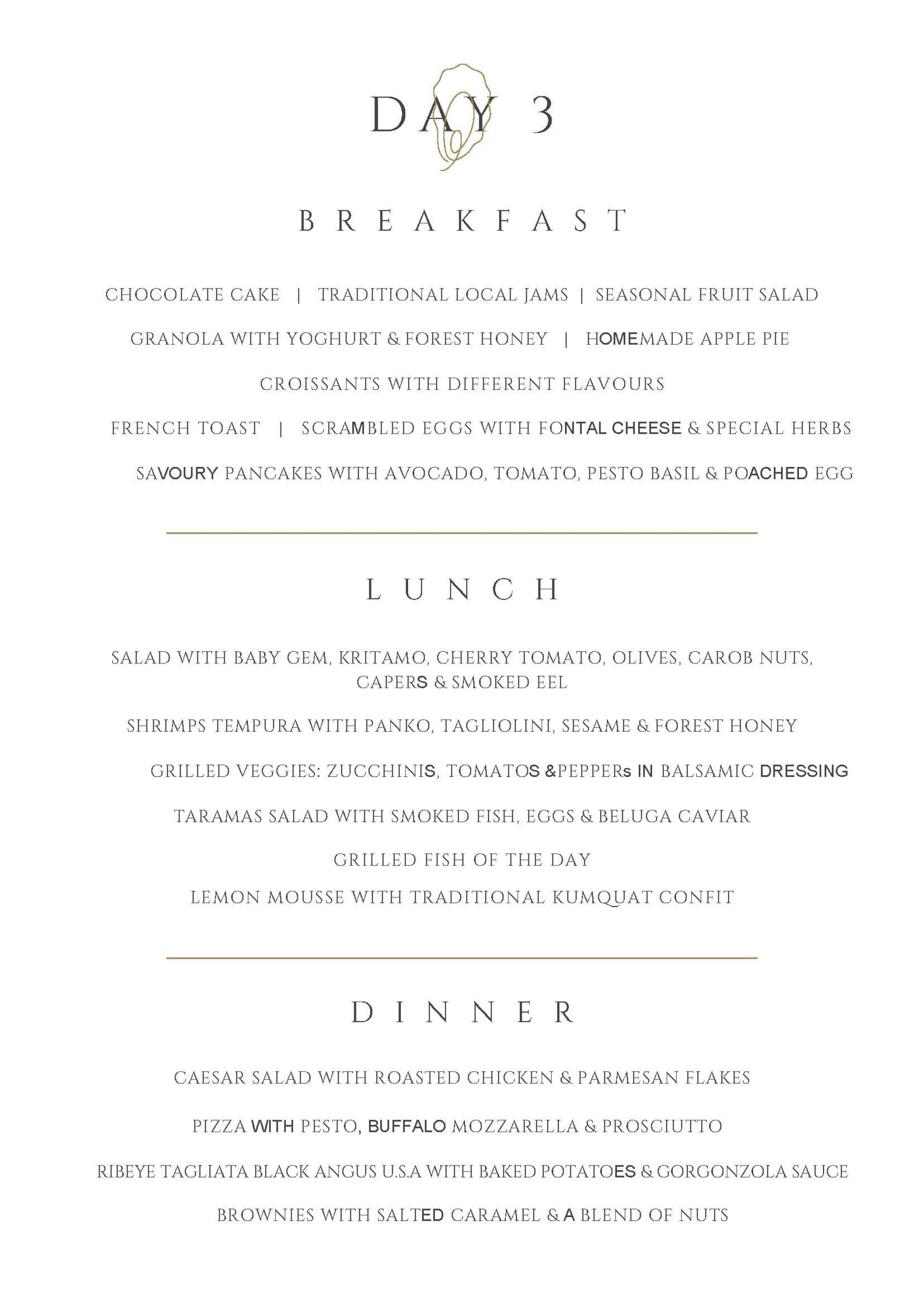 Sample menu image