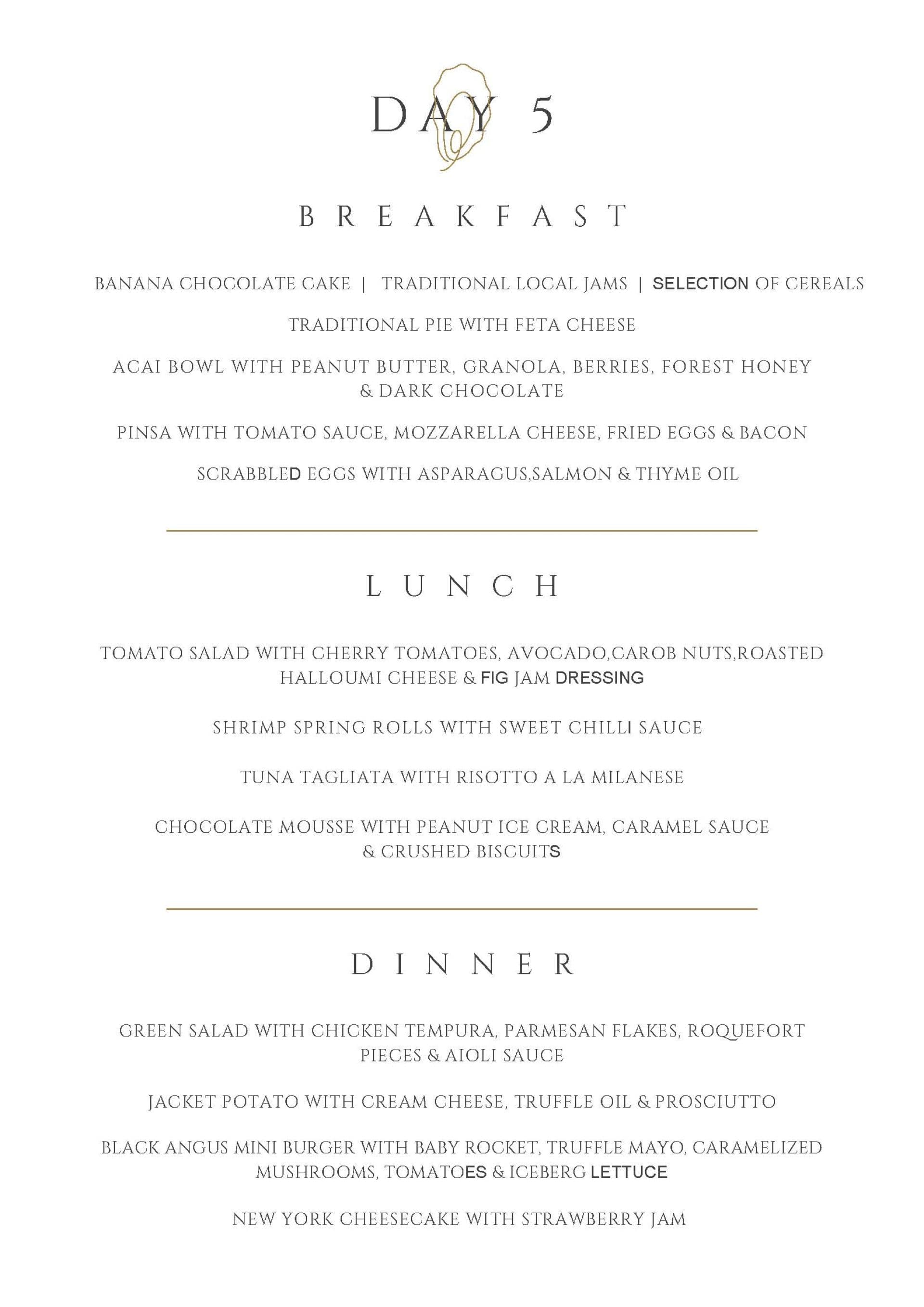 Sample menu image