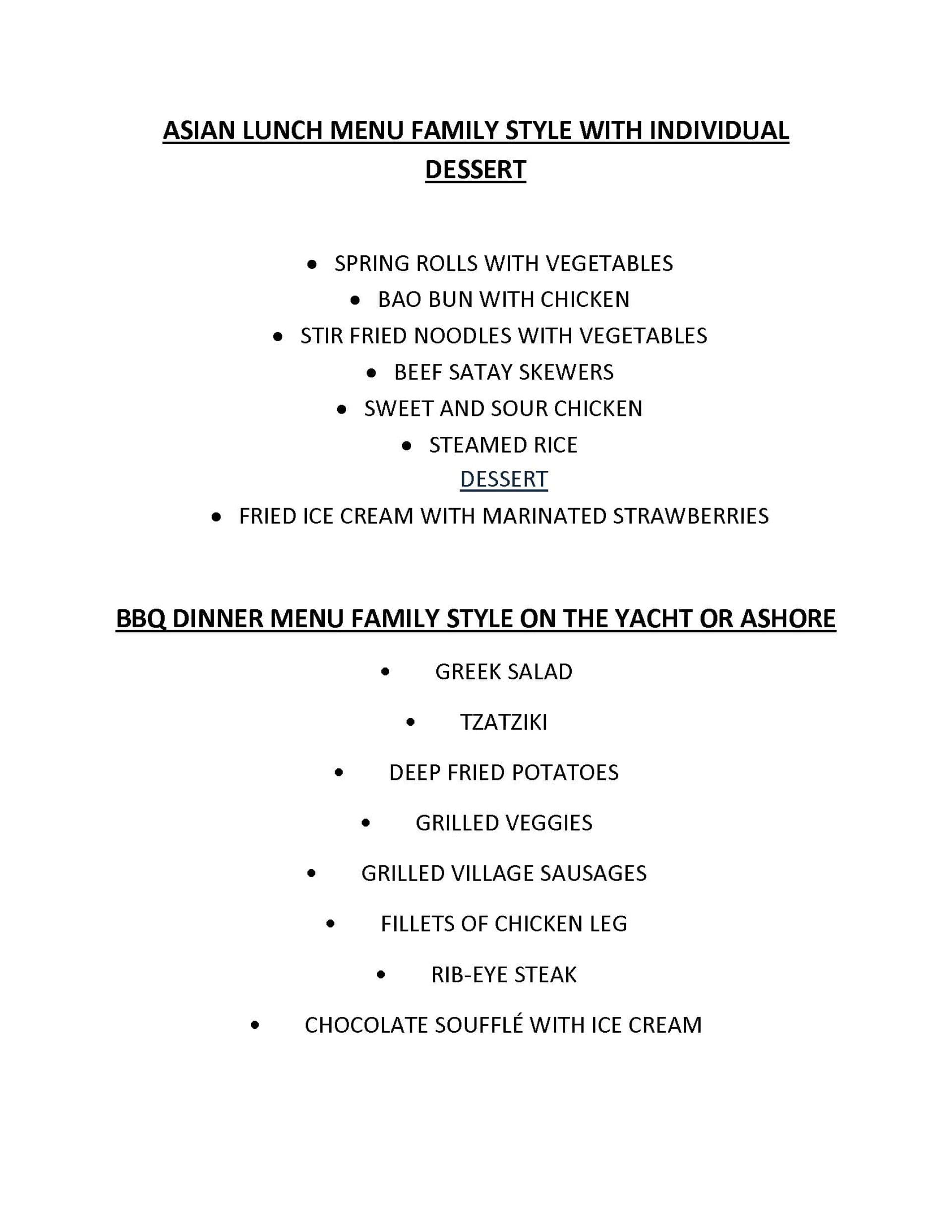 Sample menu image