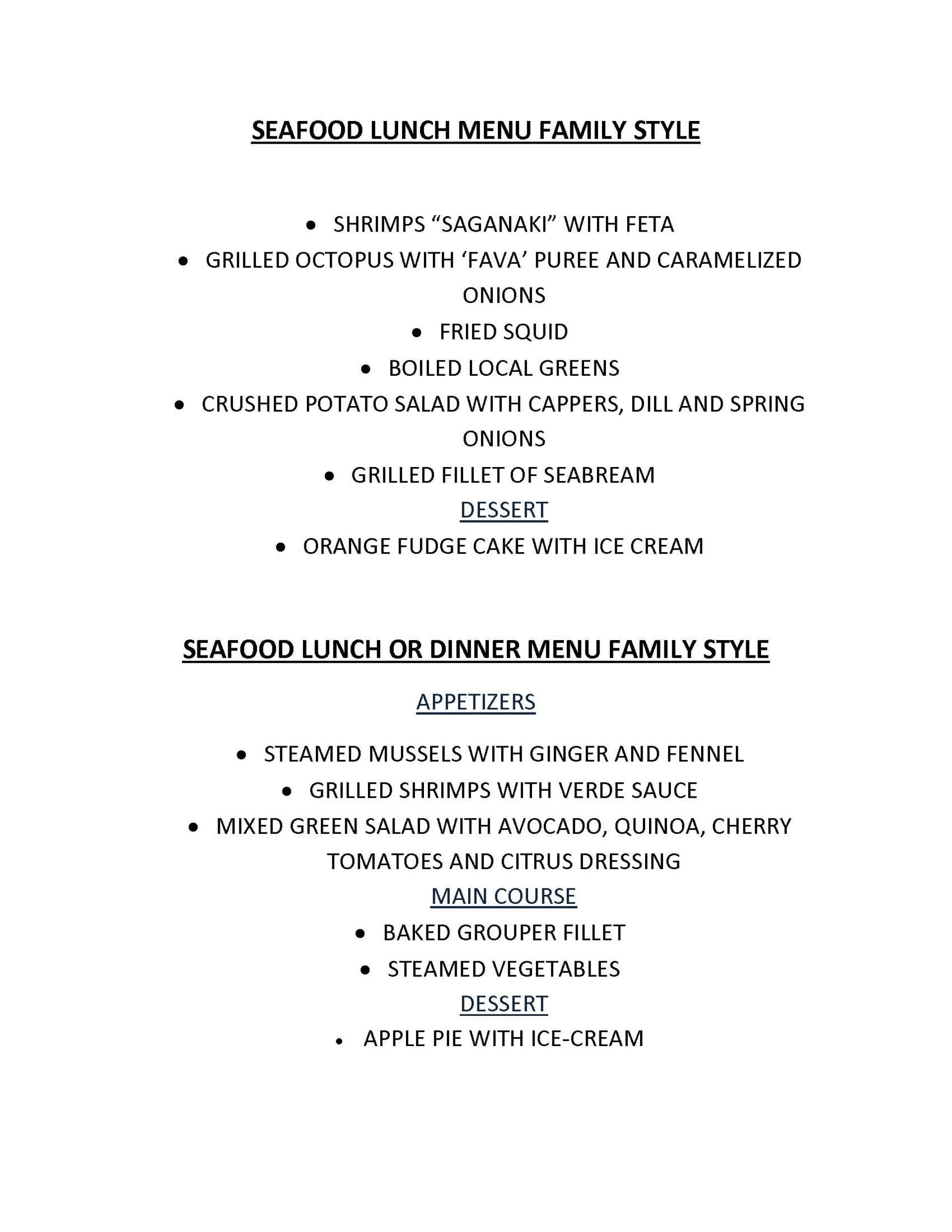 Sample menu image