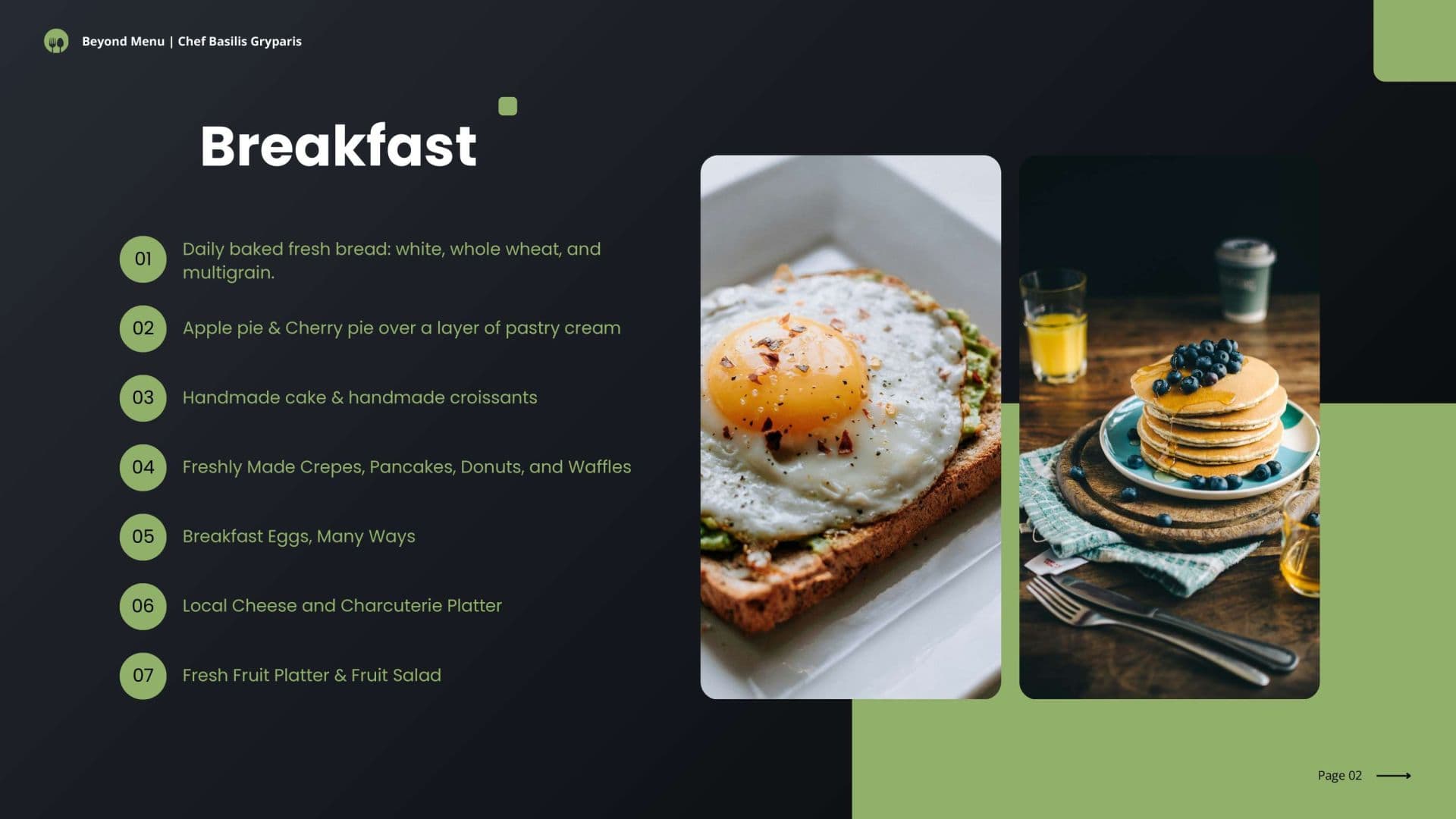 Sample menu image