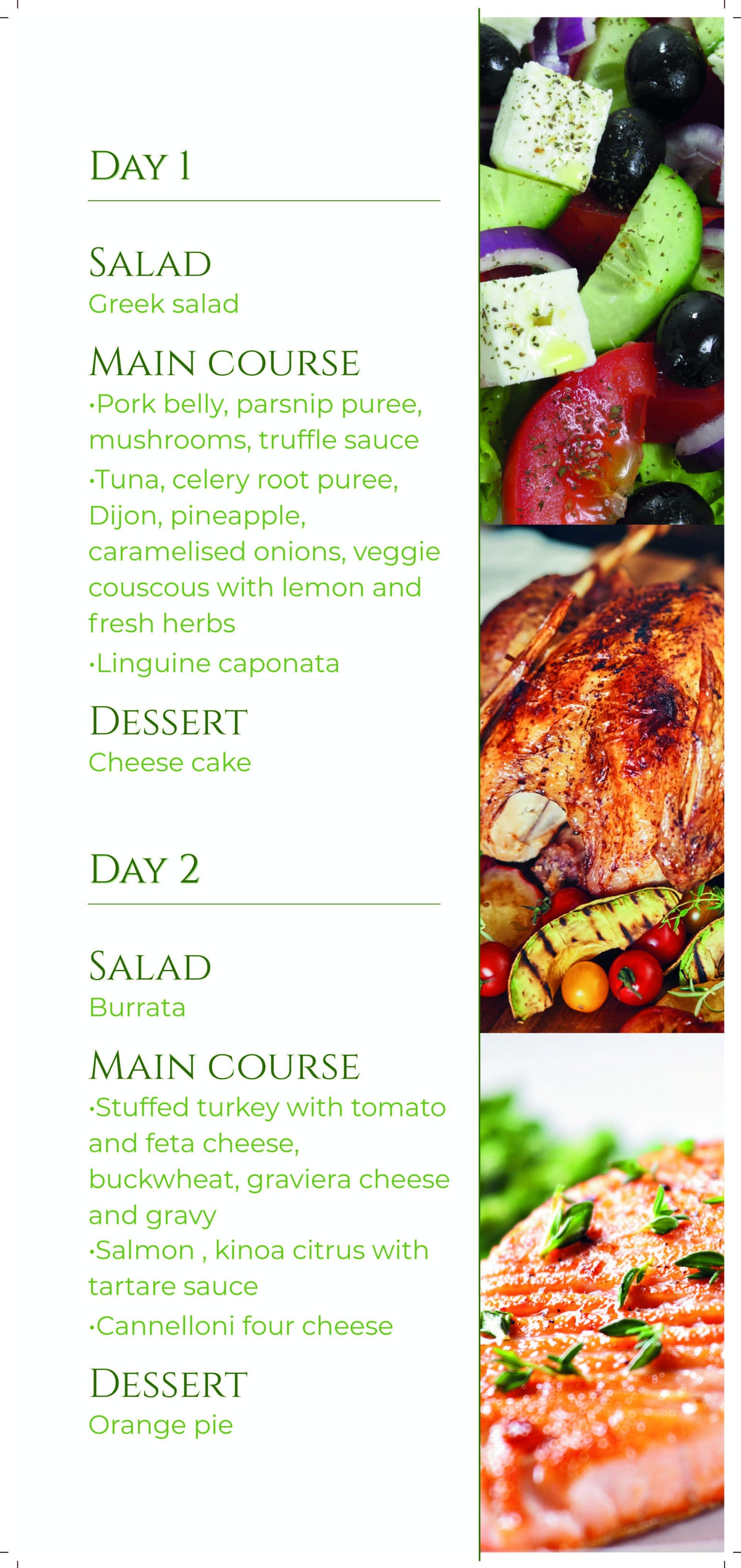 Sample menu image