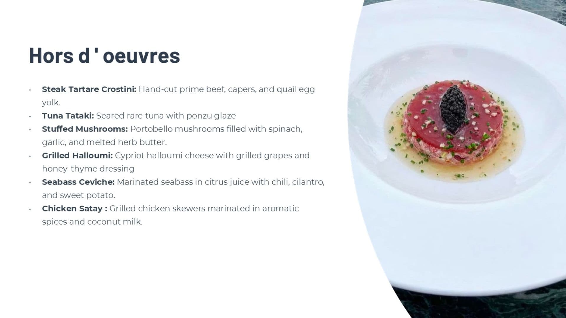 Sample menu image