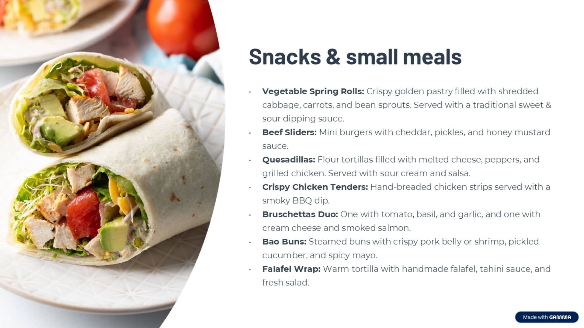 Sample menu image