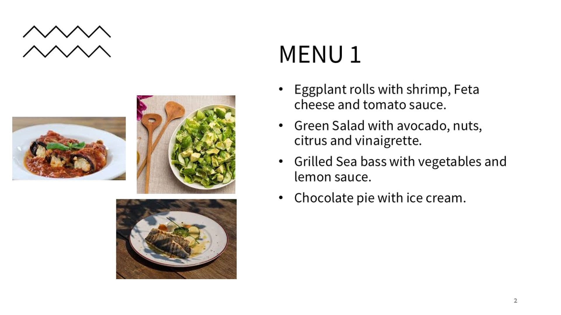 Sample menu image