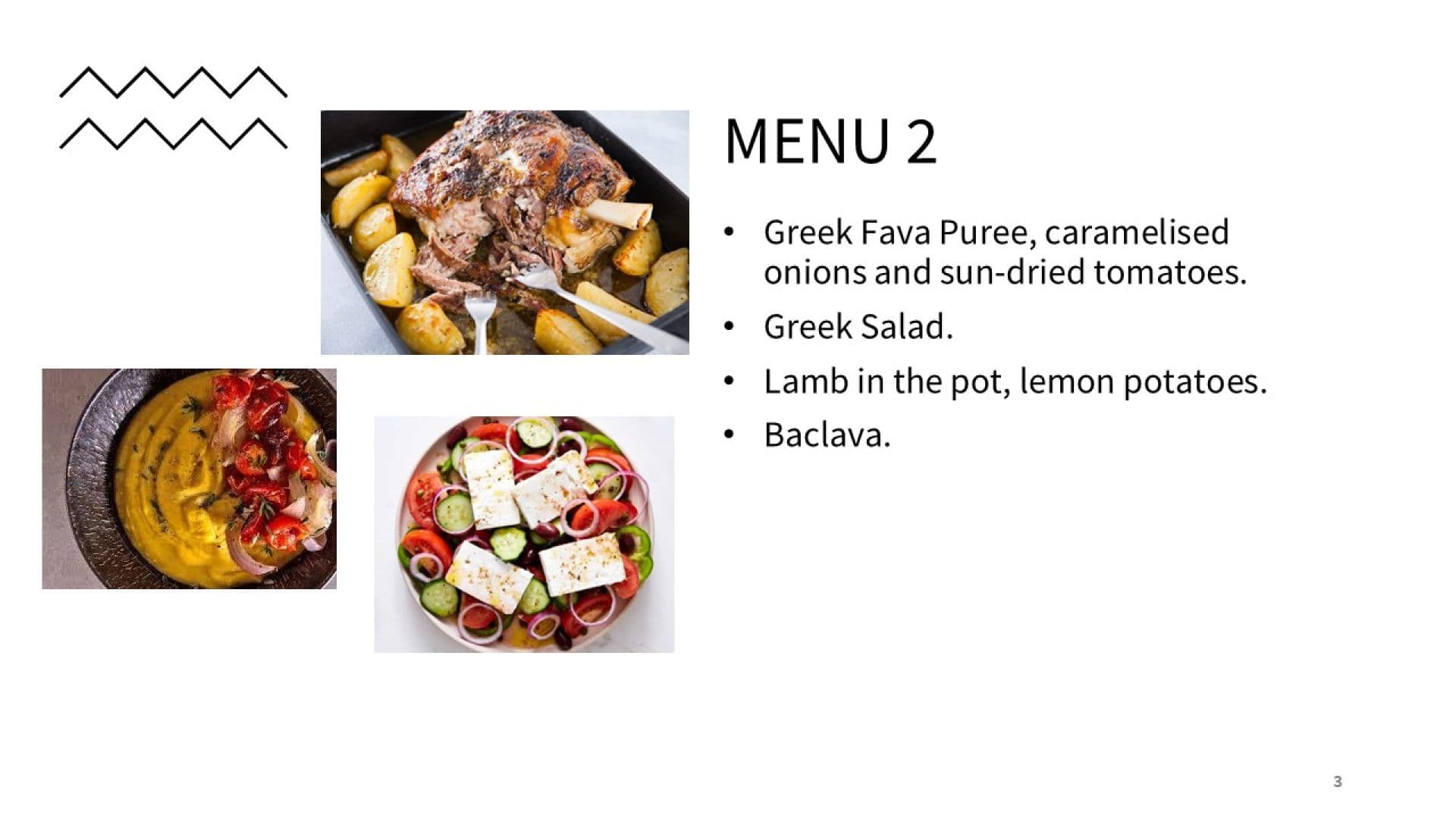 Sample menu image