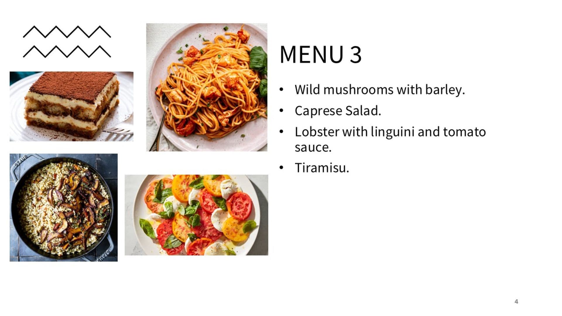Sample menu image