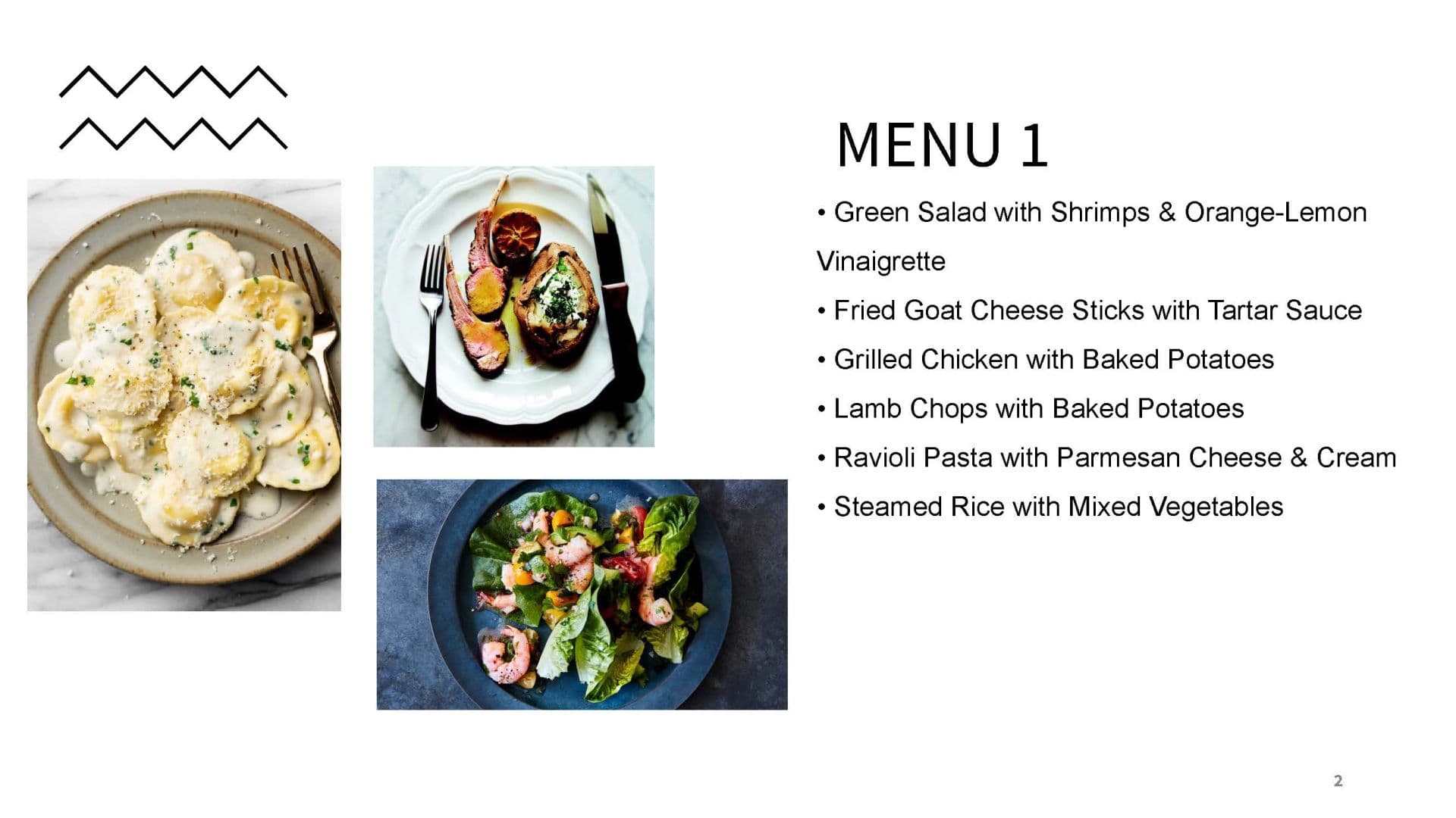Sample menu image