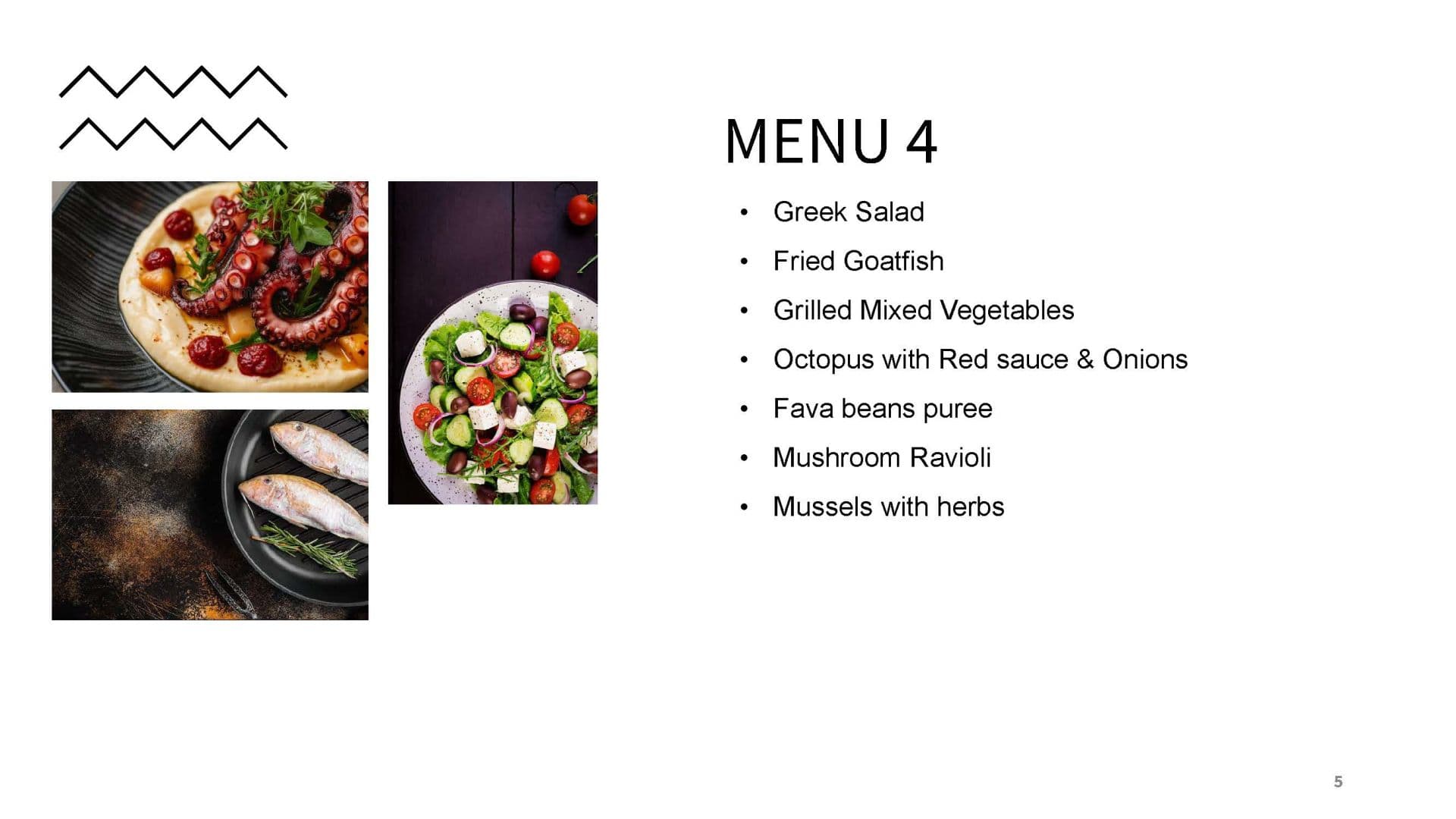 Sample menu image