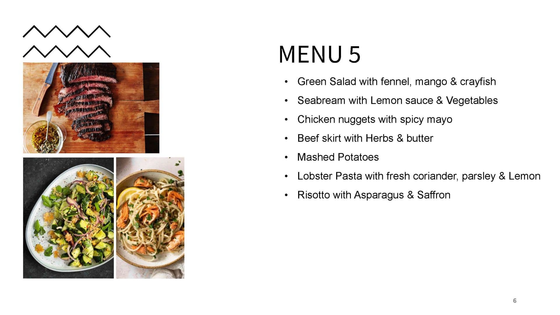 Sample menu image