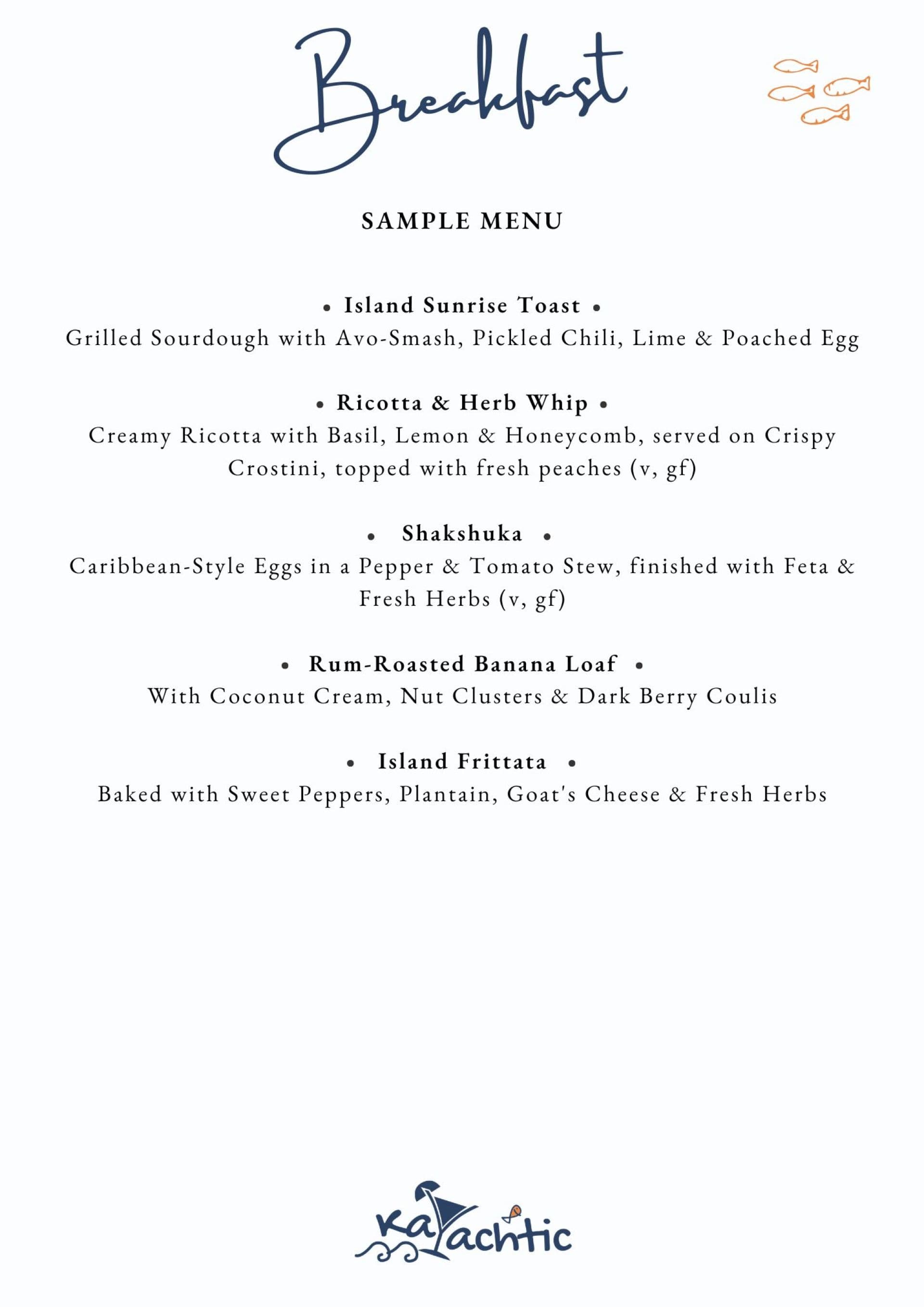 Sample menu image