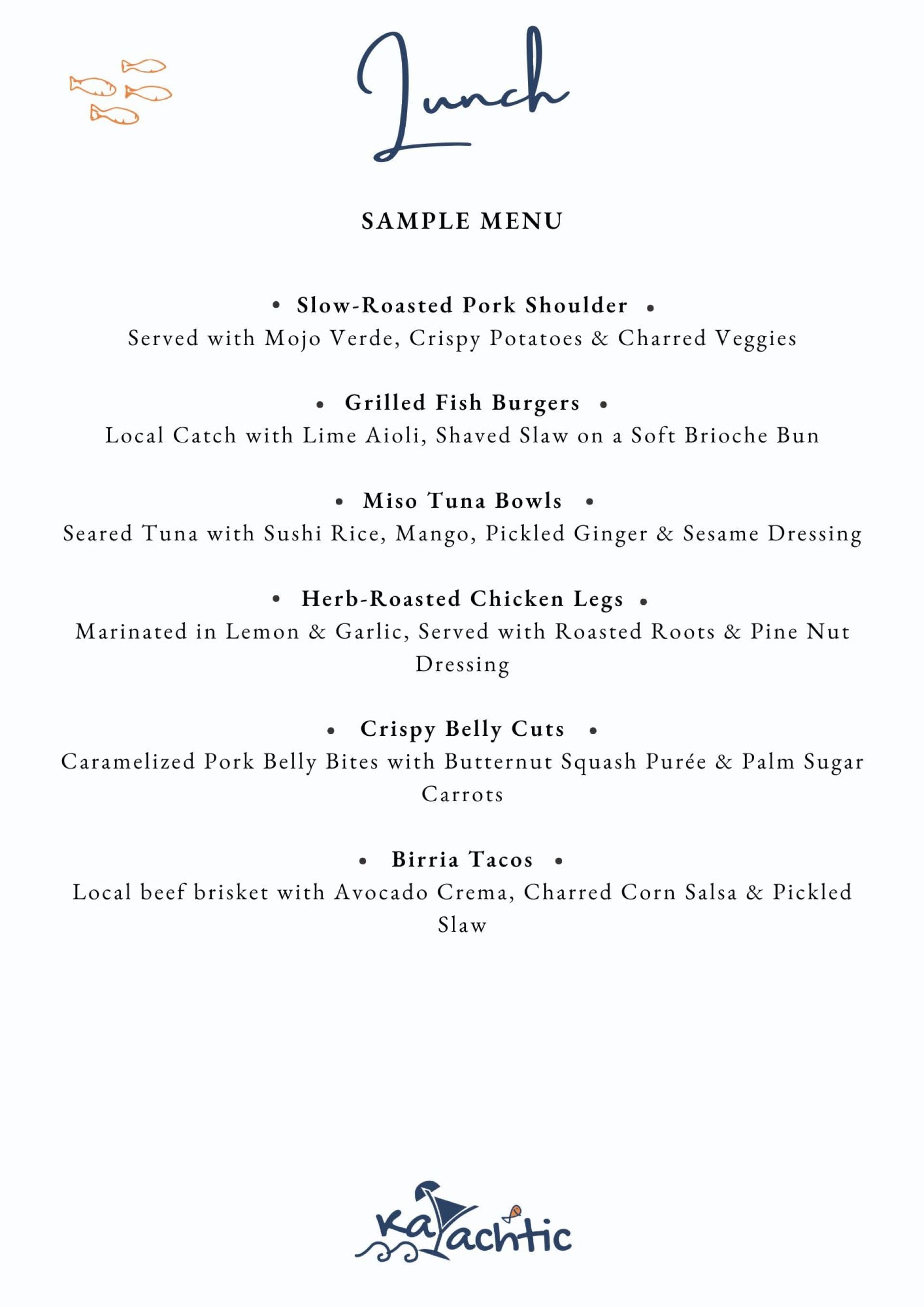 Sample menu image