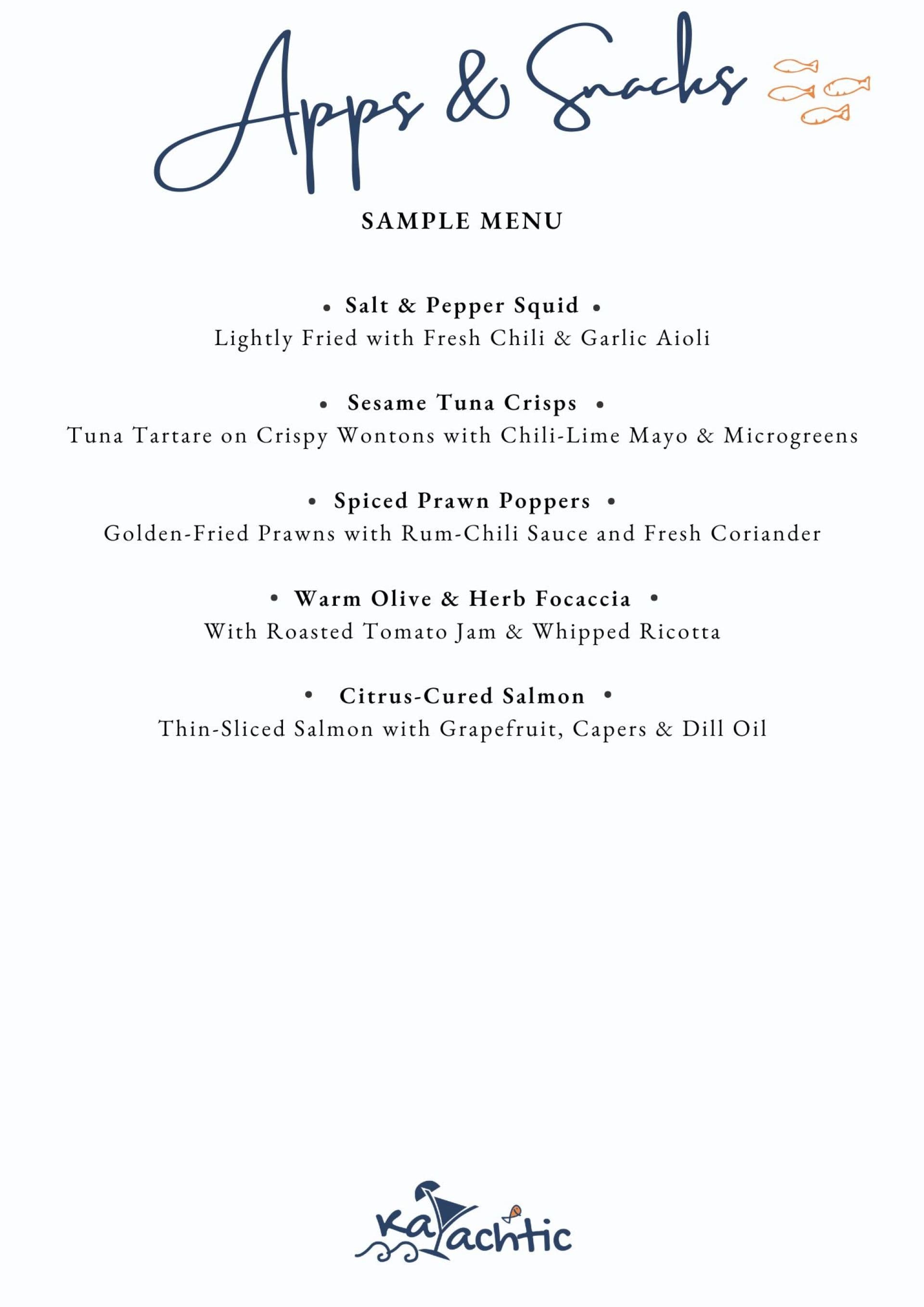 Sample menu image