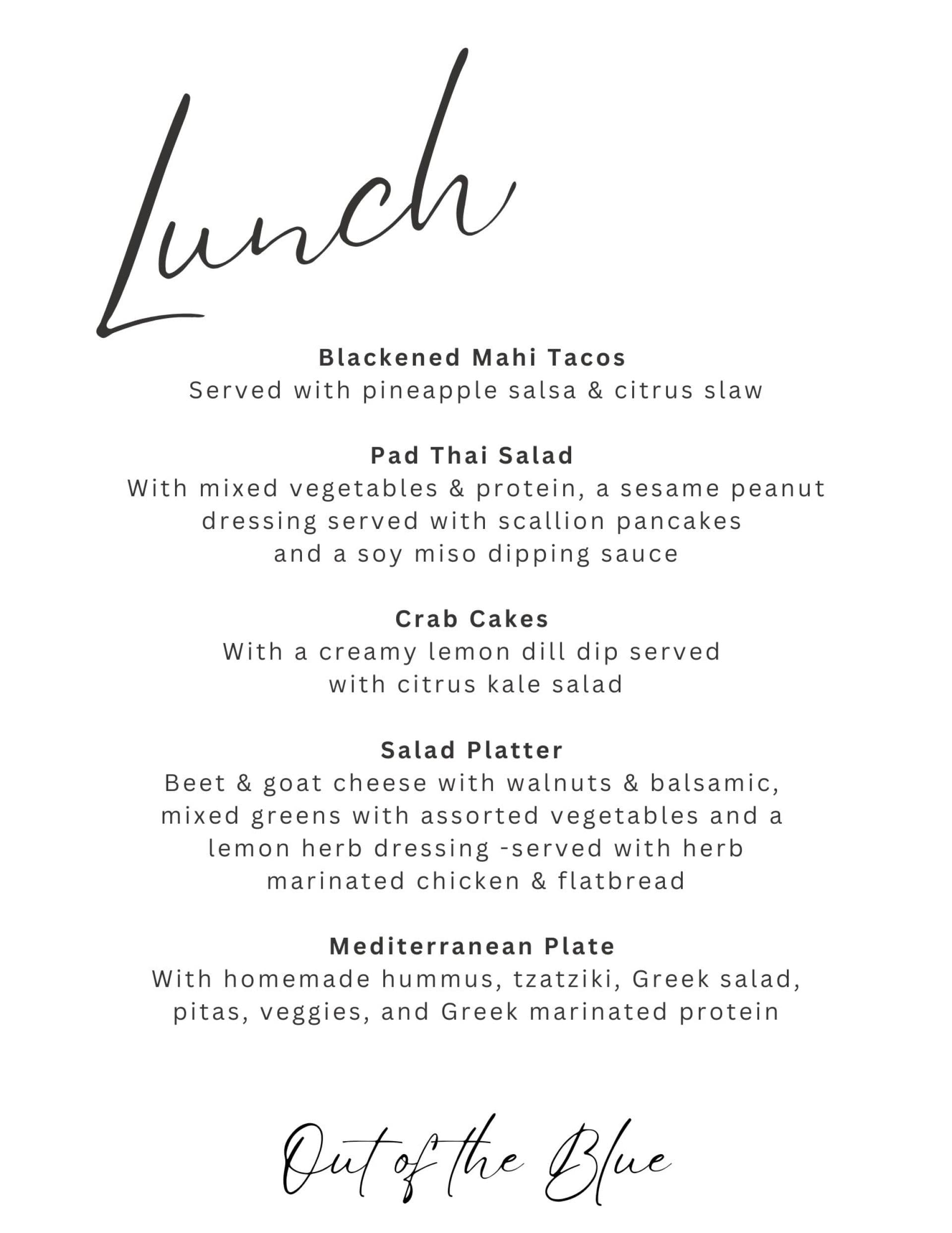Sample menu image