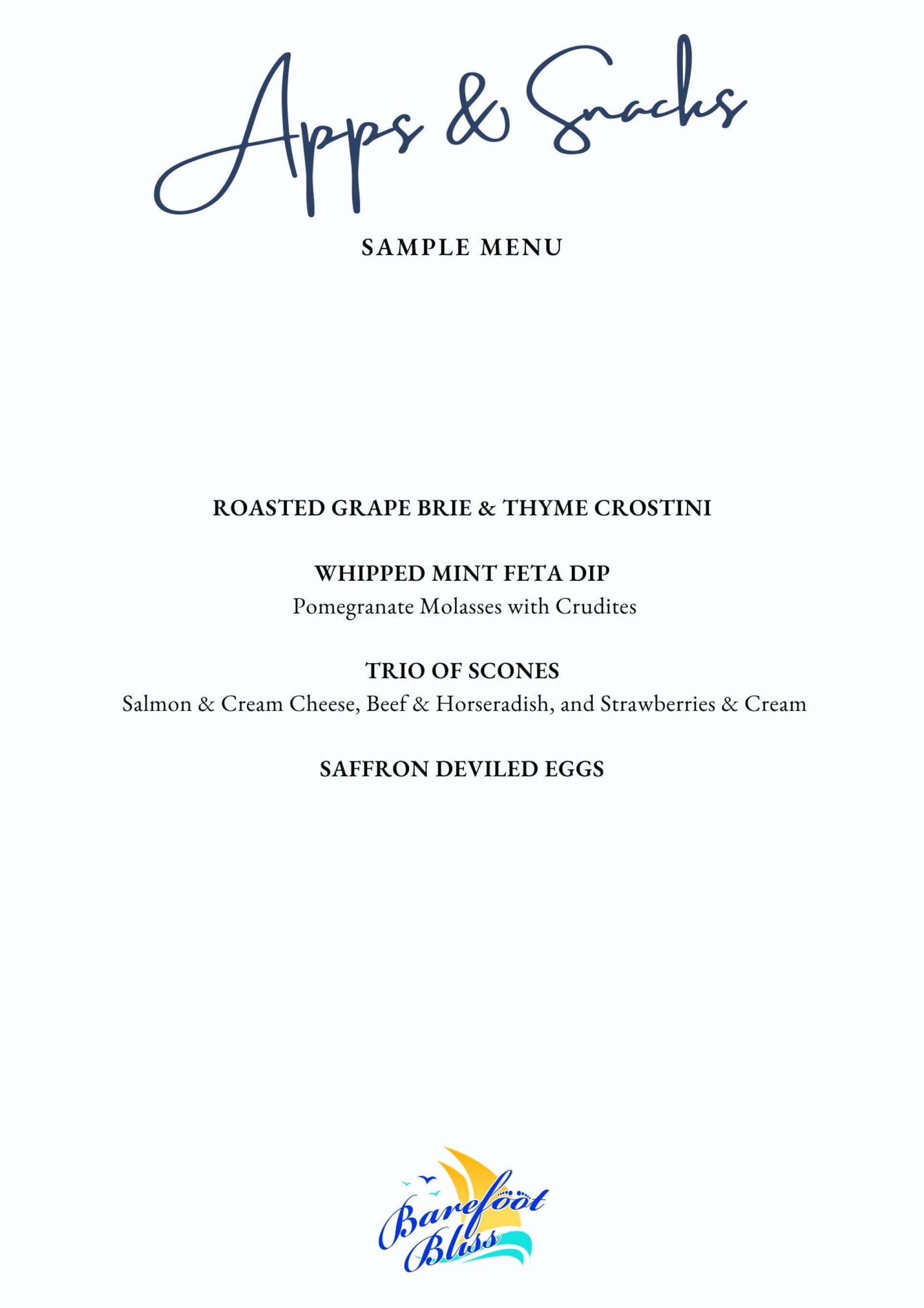 Sample menu image