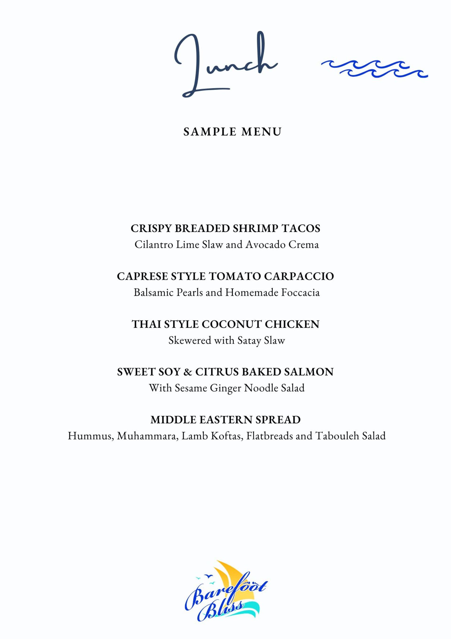 Sample menu image