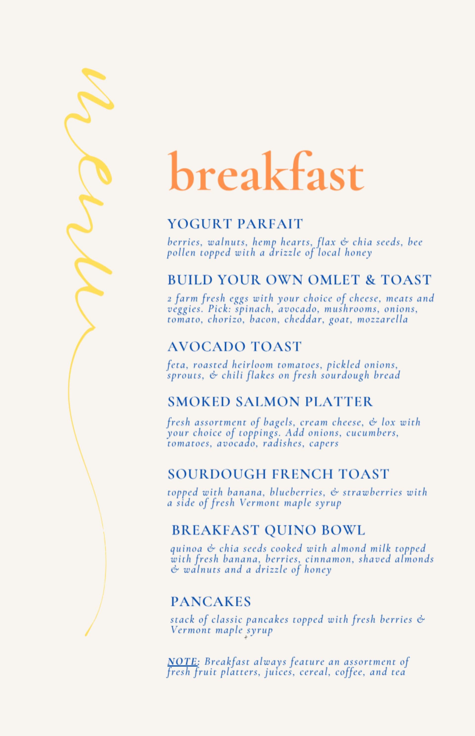 Sample menu image