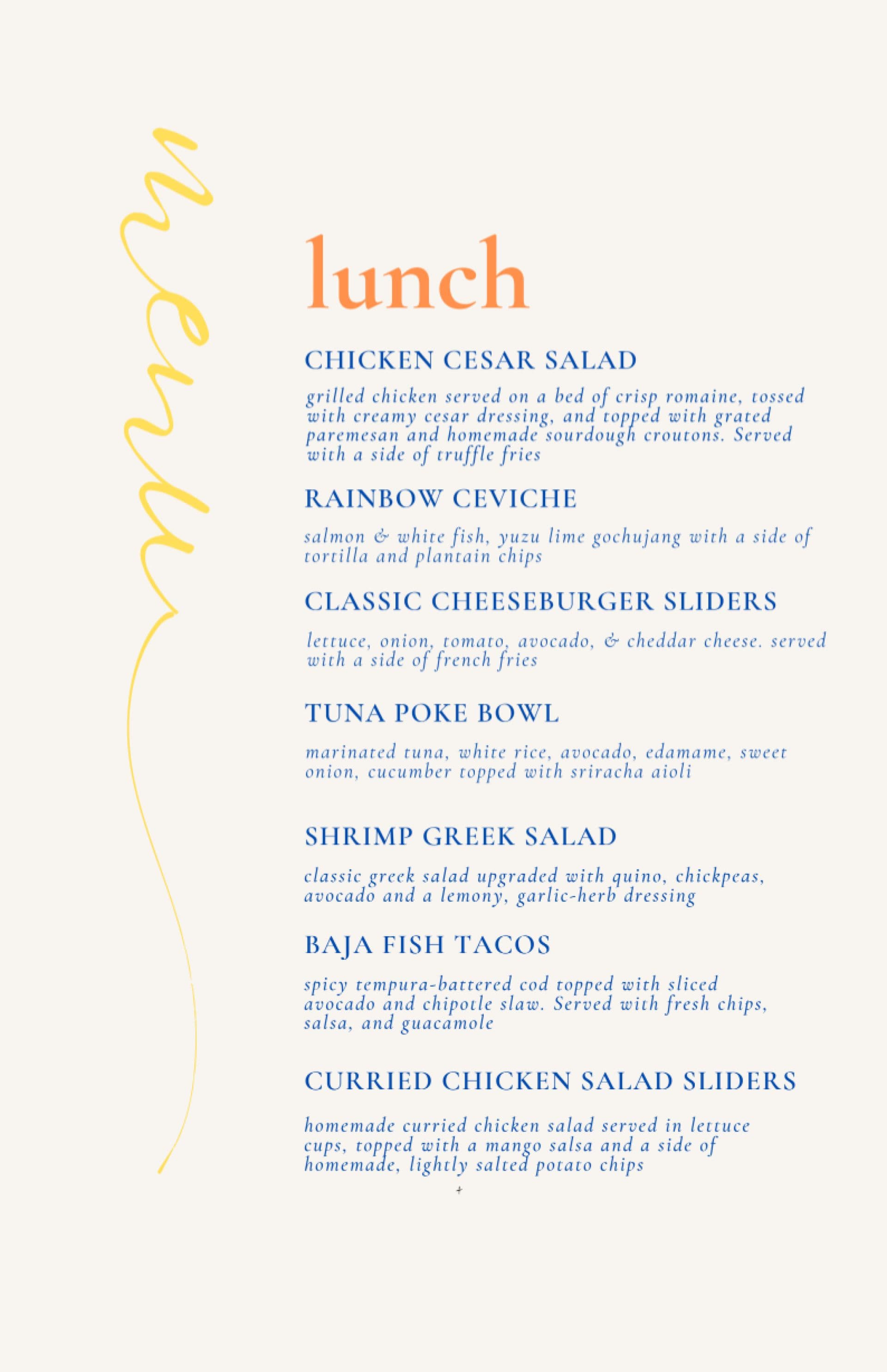 Sample menu image