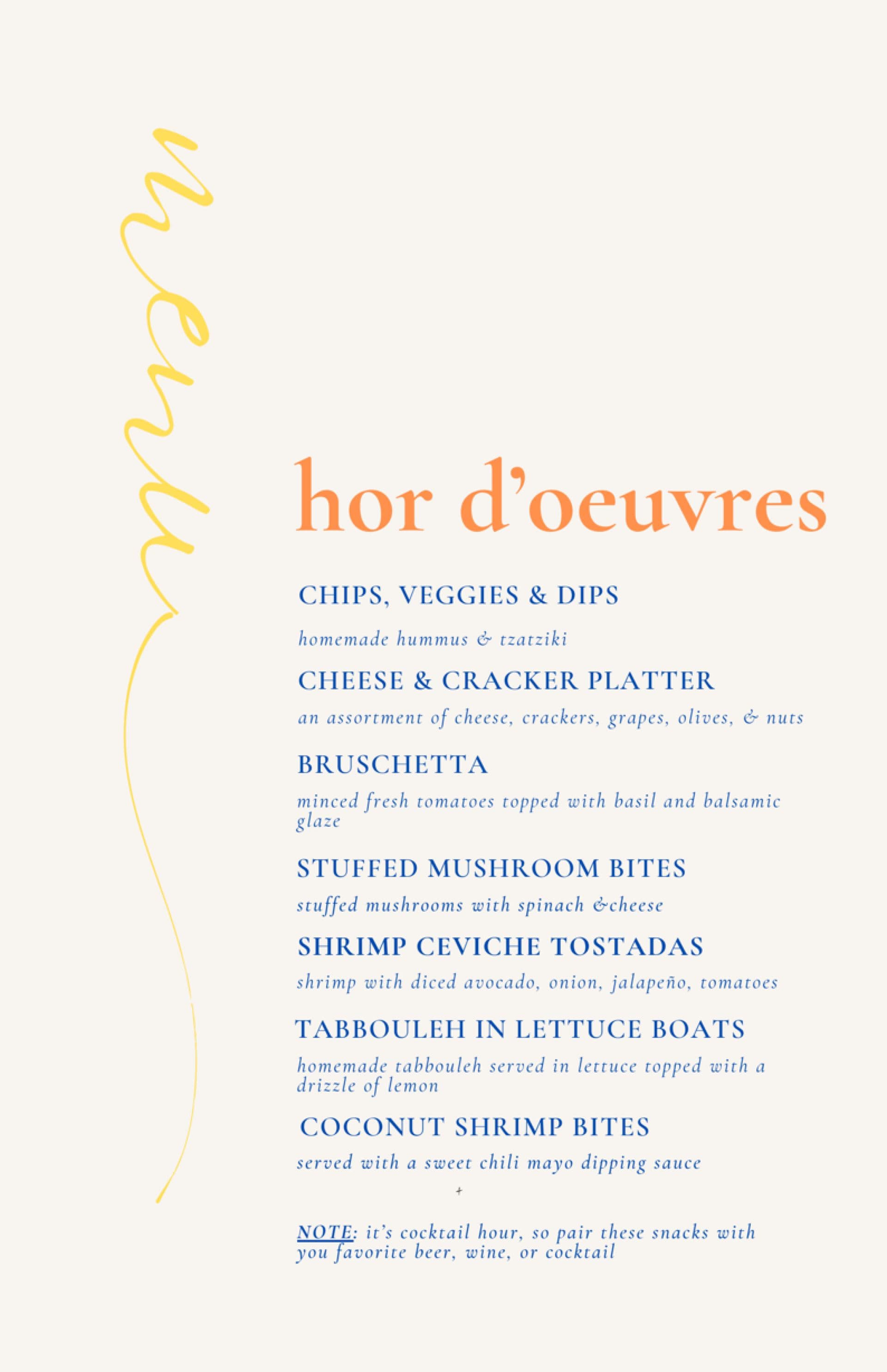 Sample menu image