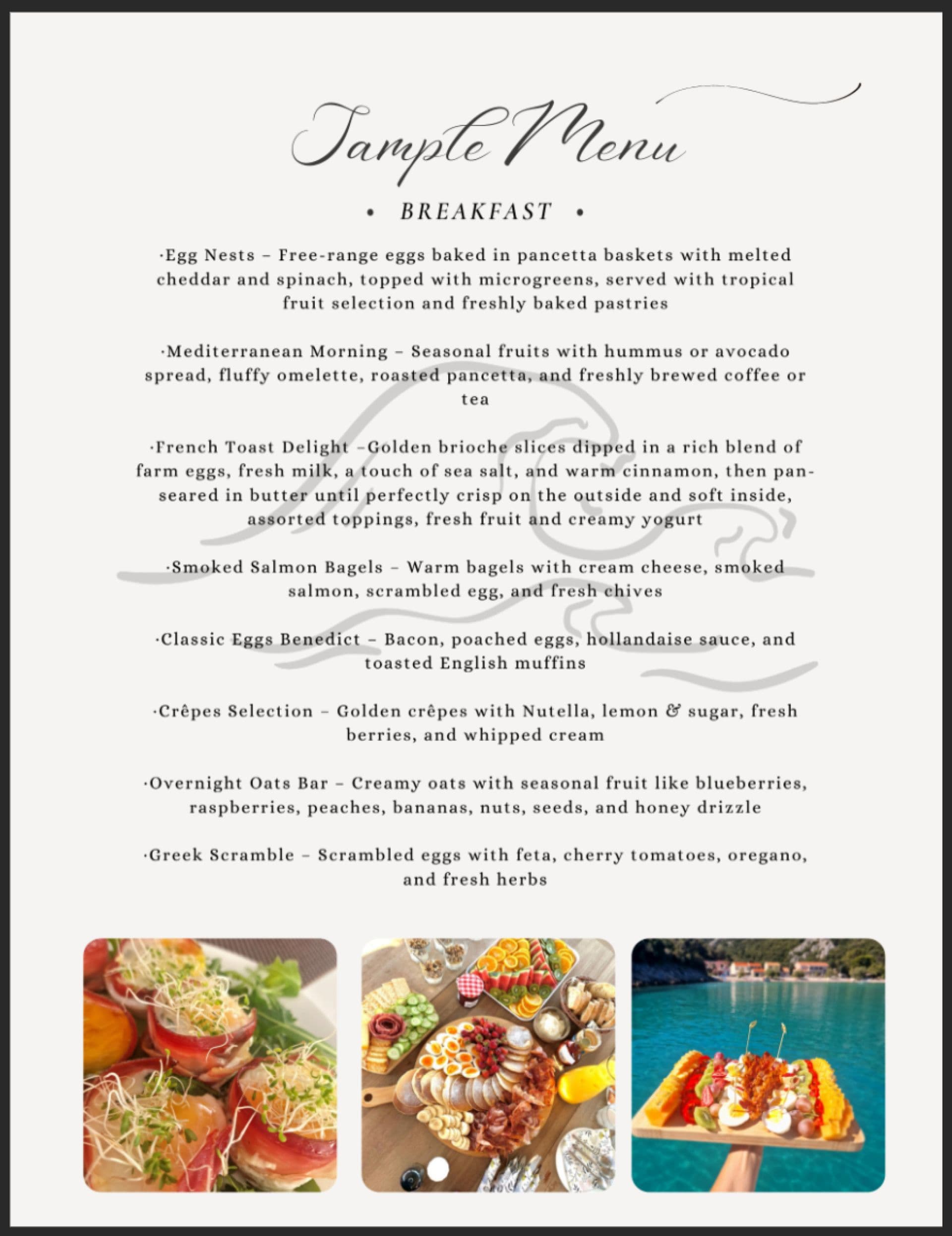 Sample menu image