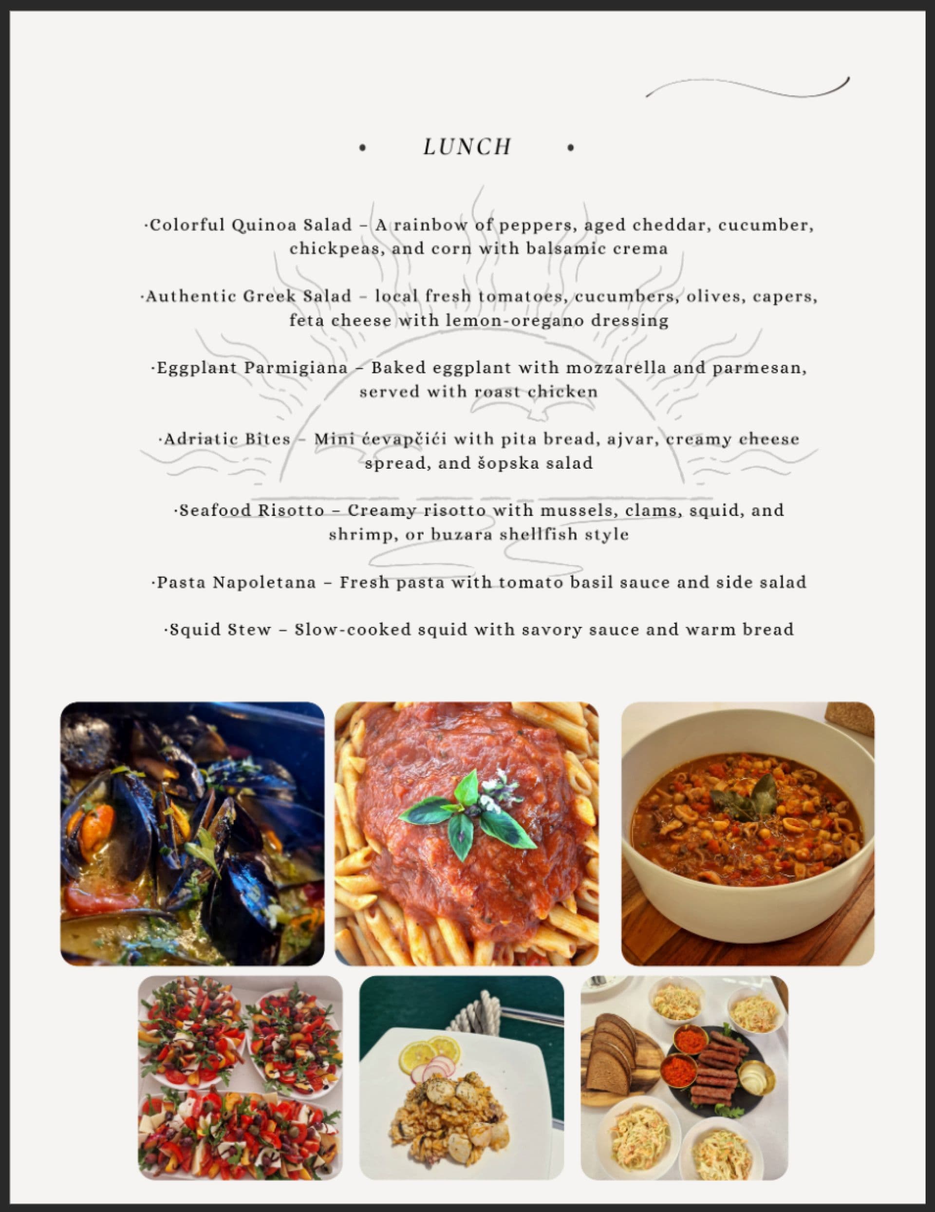 Sample menu image