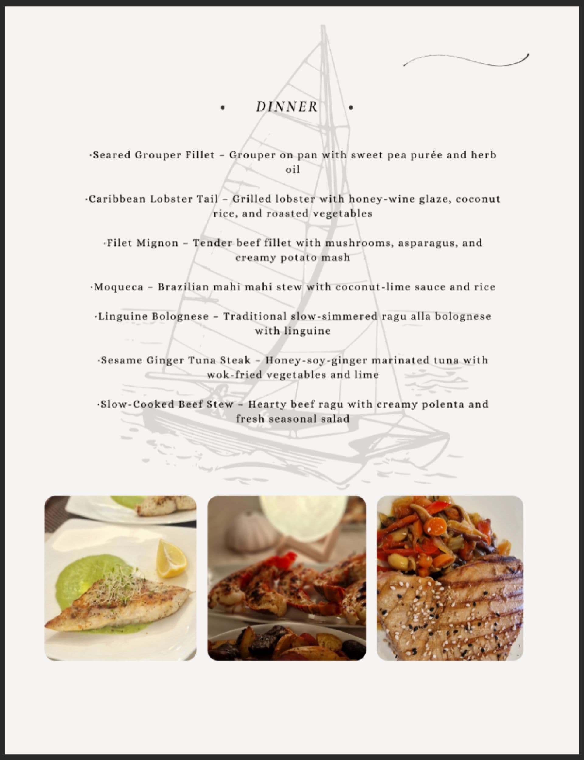 Sample menu image
