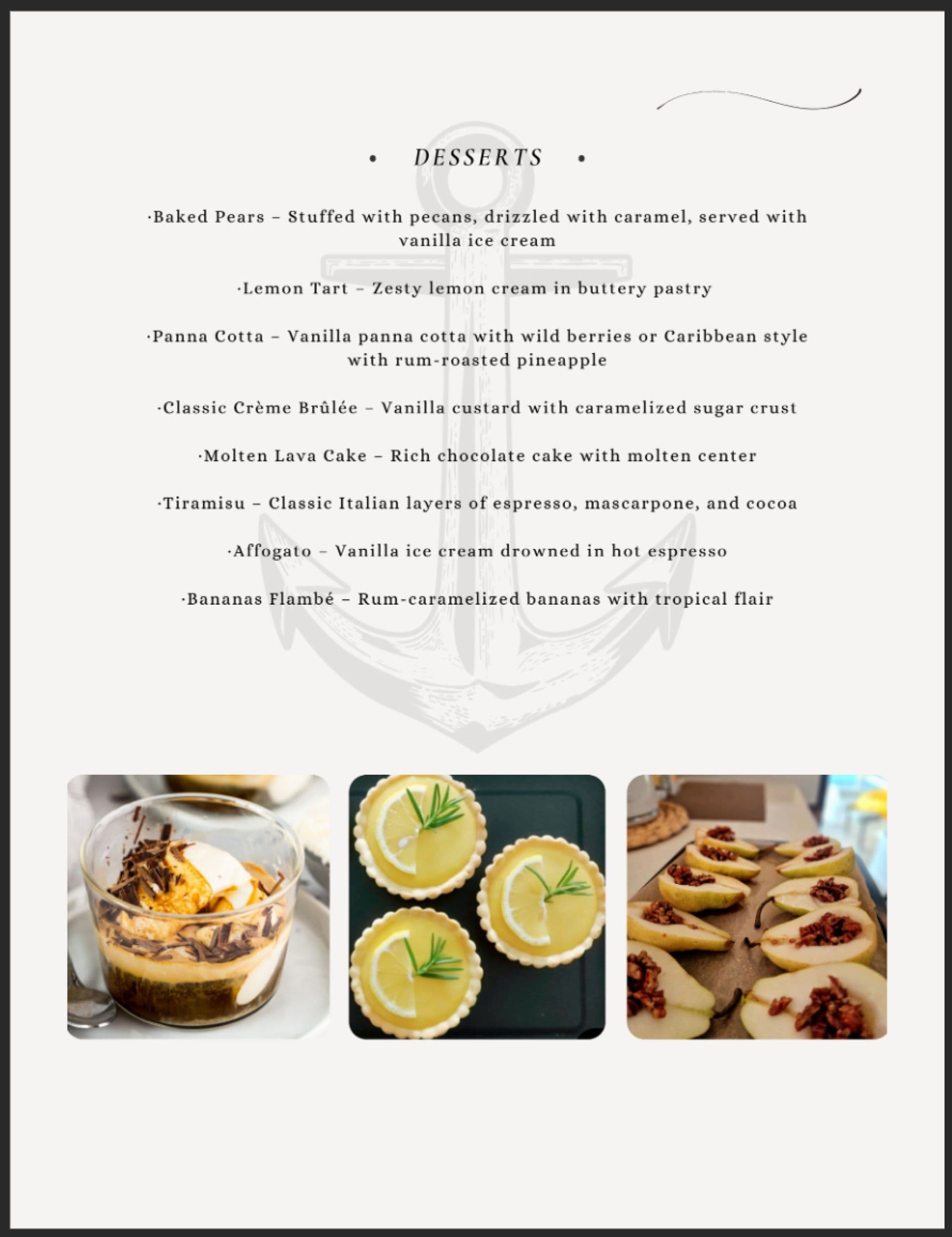 Sample menu image