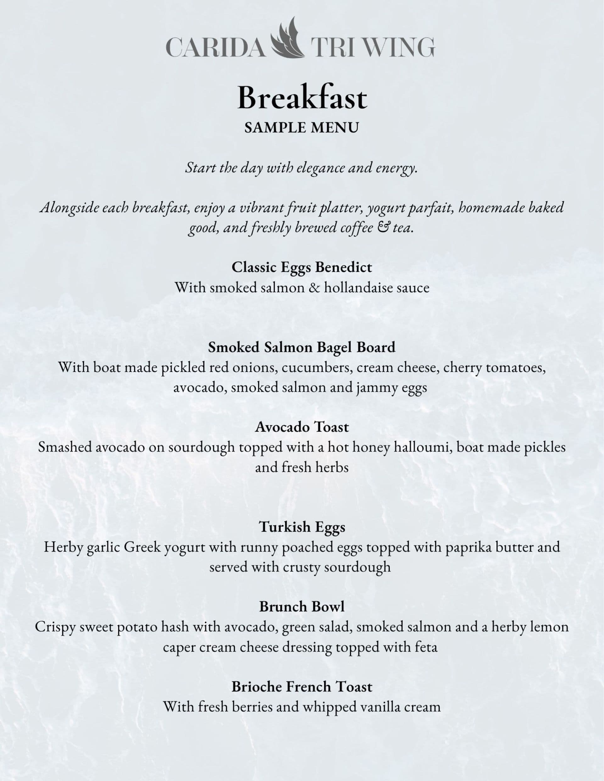 Sample menu image