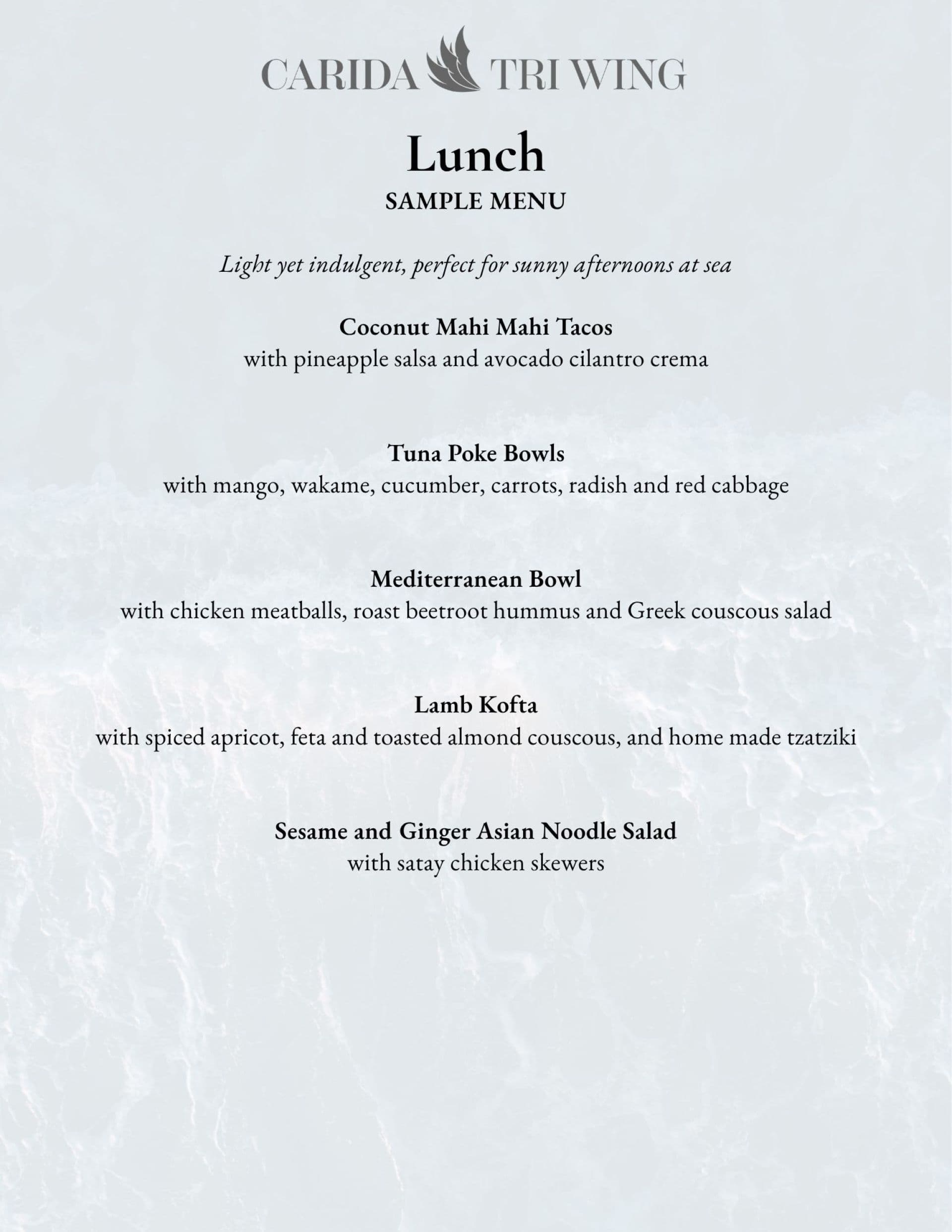 Sample menu image
