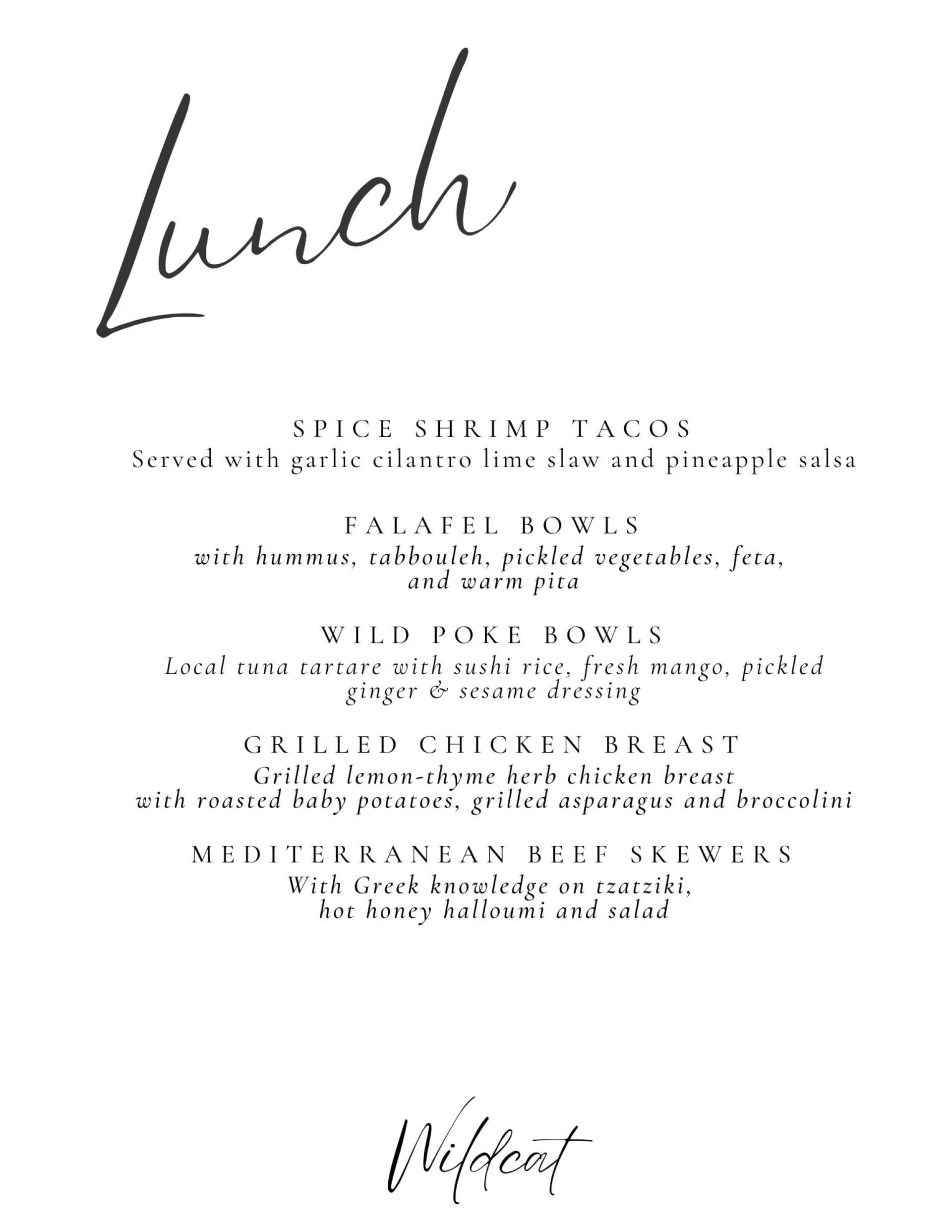 Sample menu image