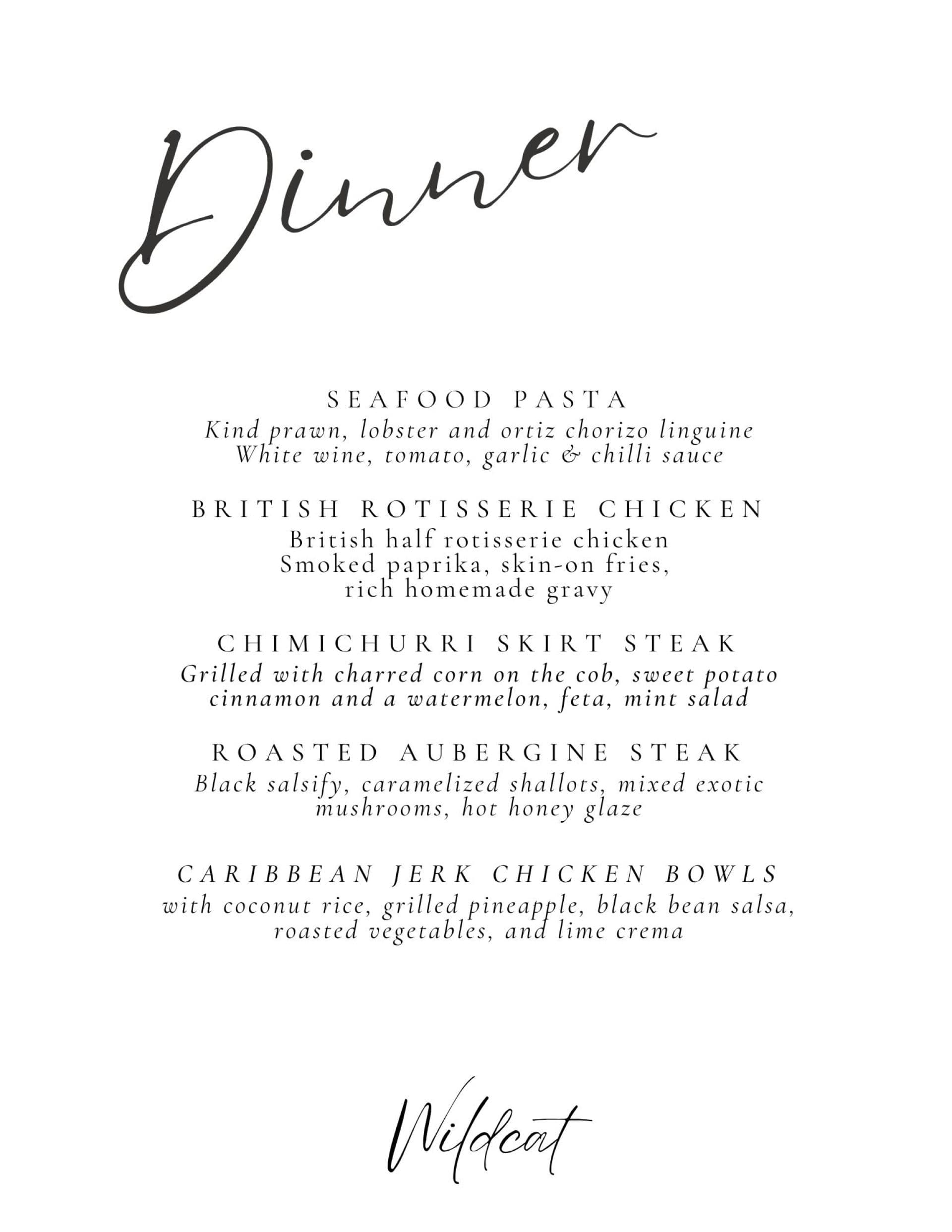 Sample menu image
