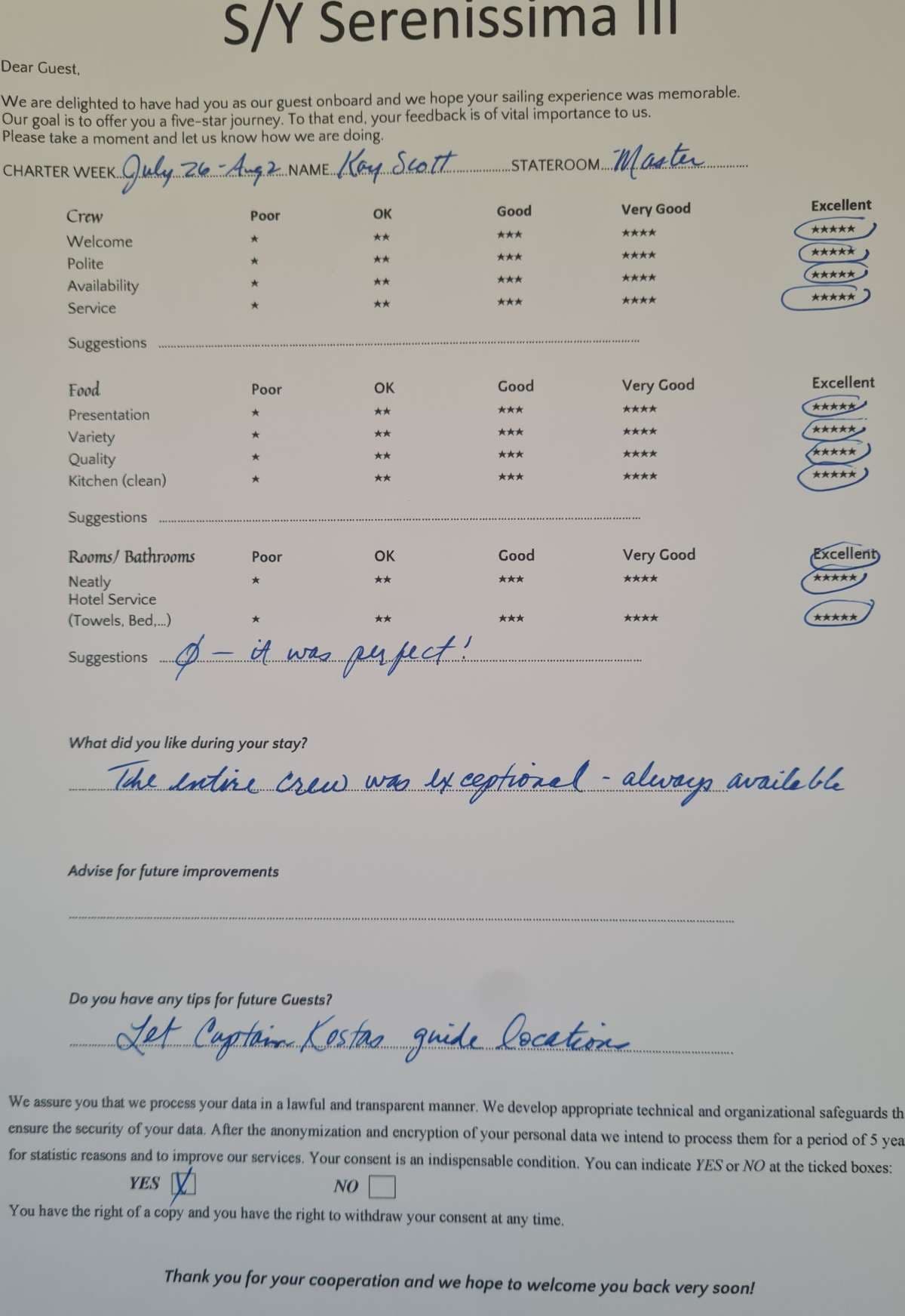SERENISSIMA III guest review