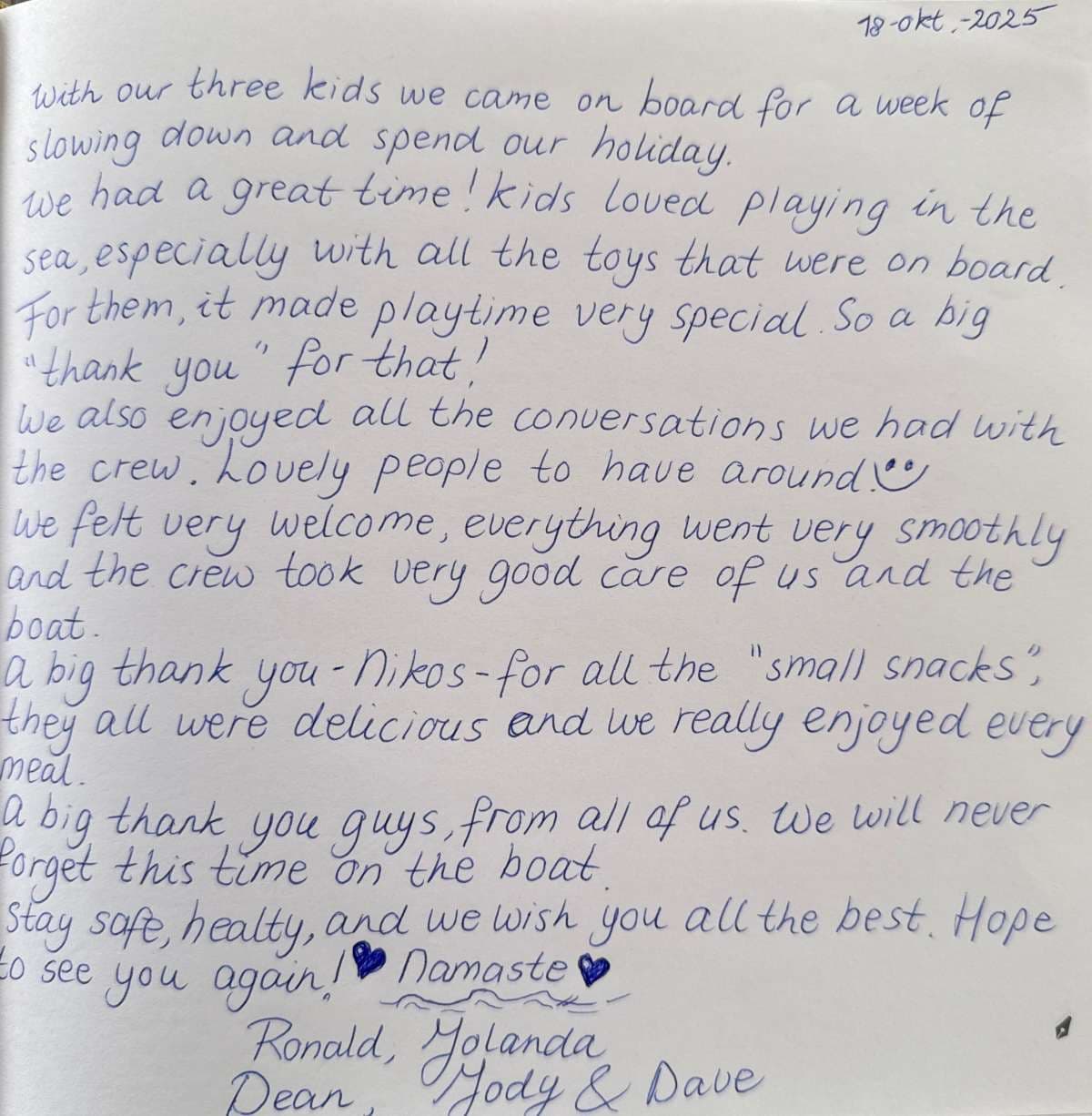 NAMASTE (SAMANA) guest review