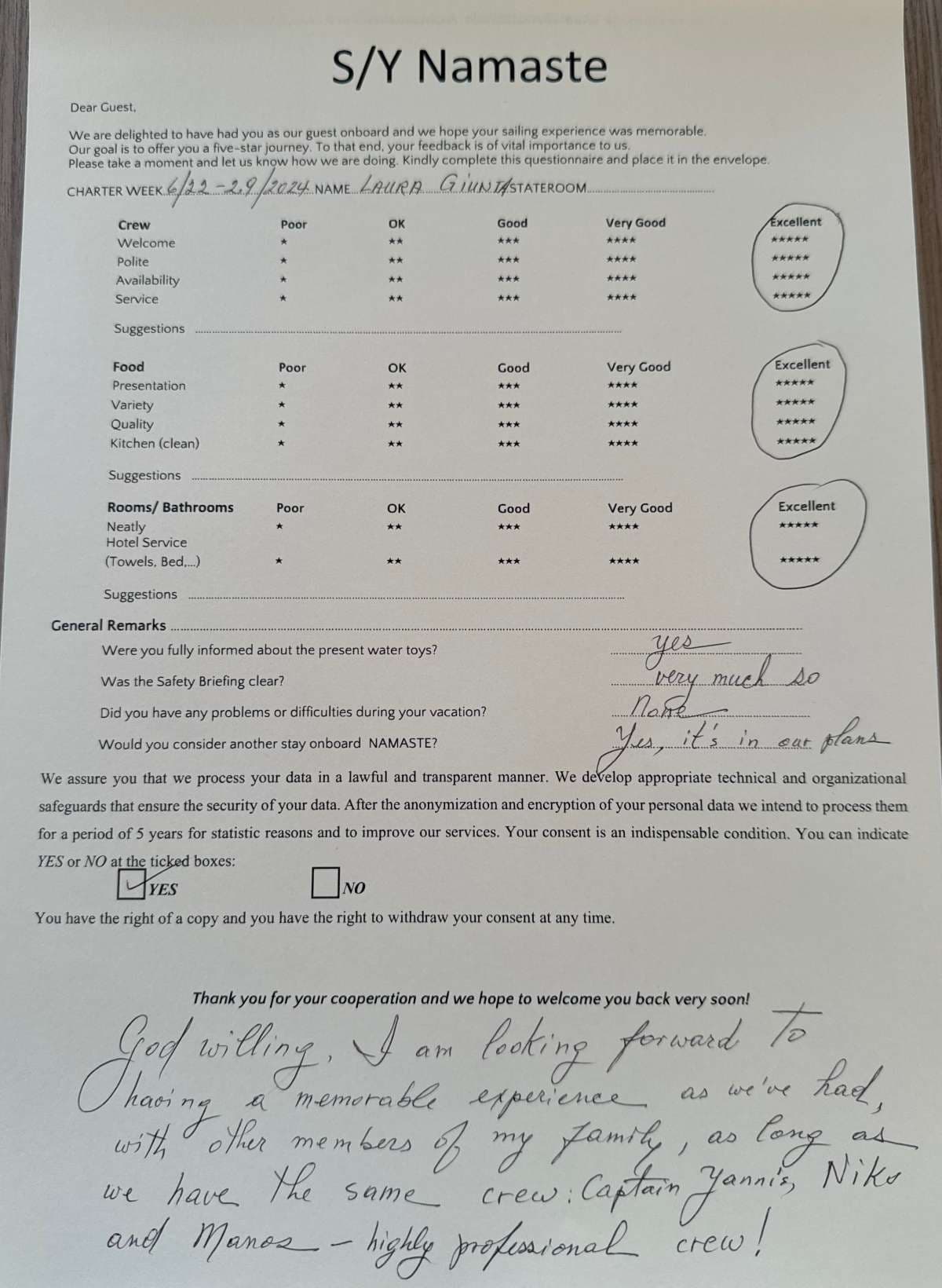 NAMASTE (SAMANA) guest review