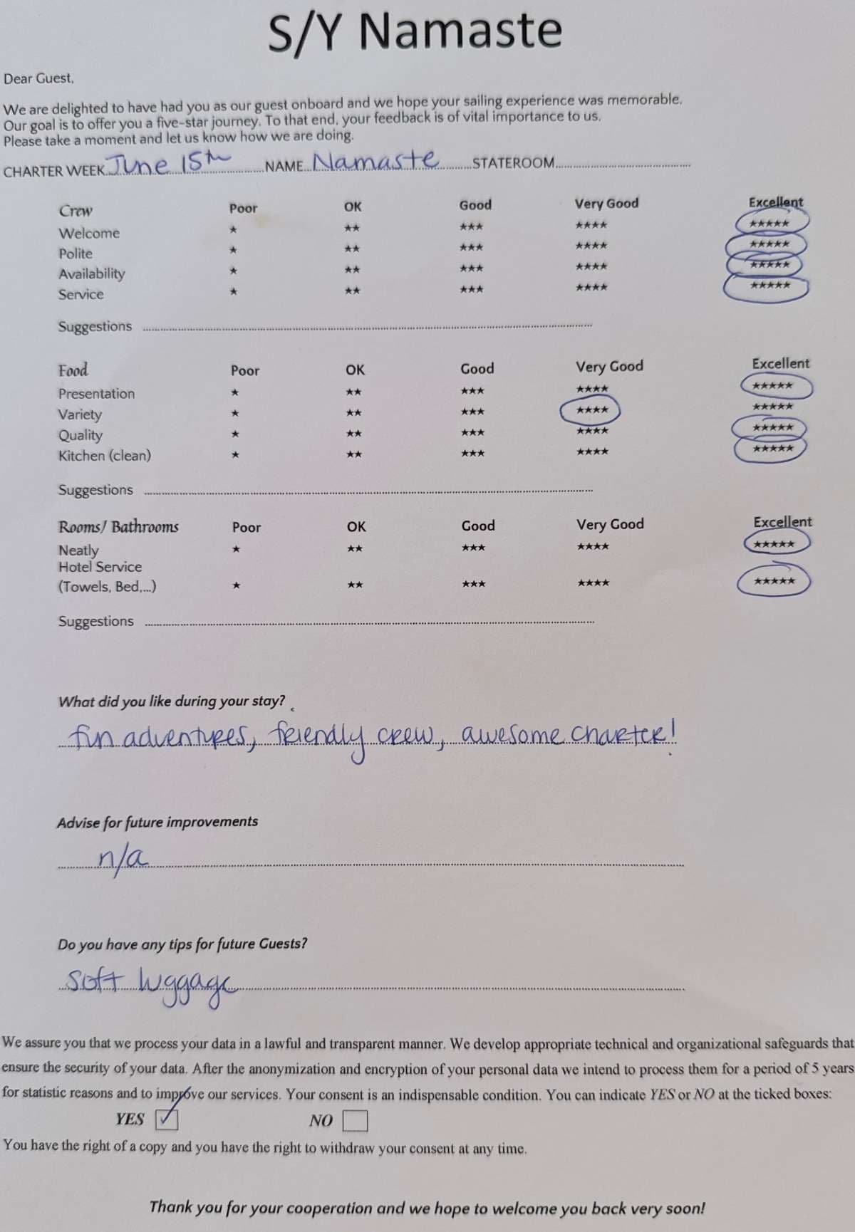 NAMASTE (SAMANA) guest review