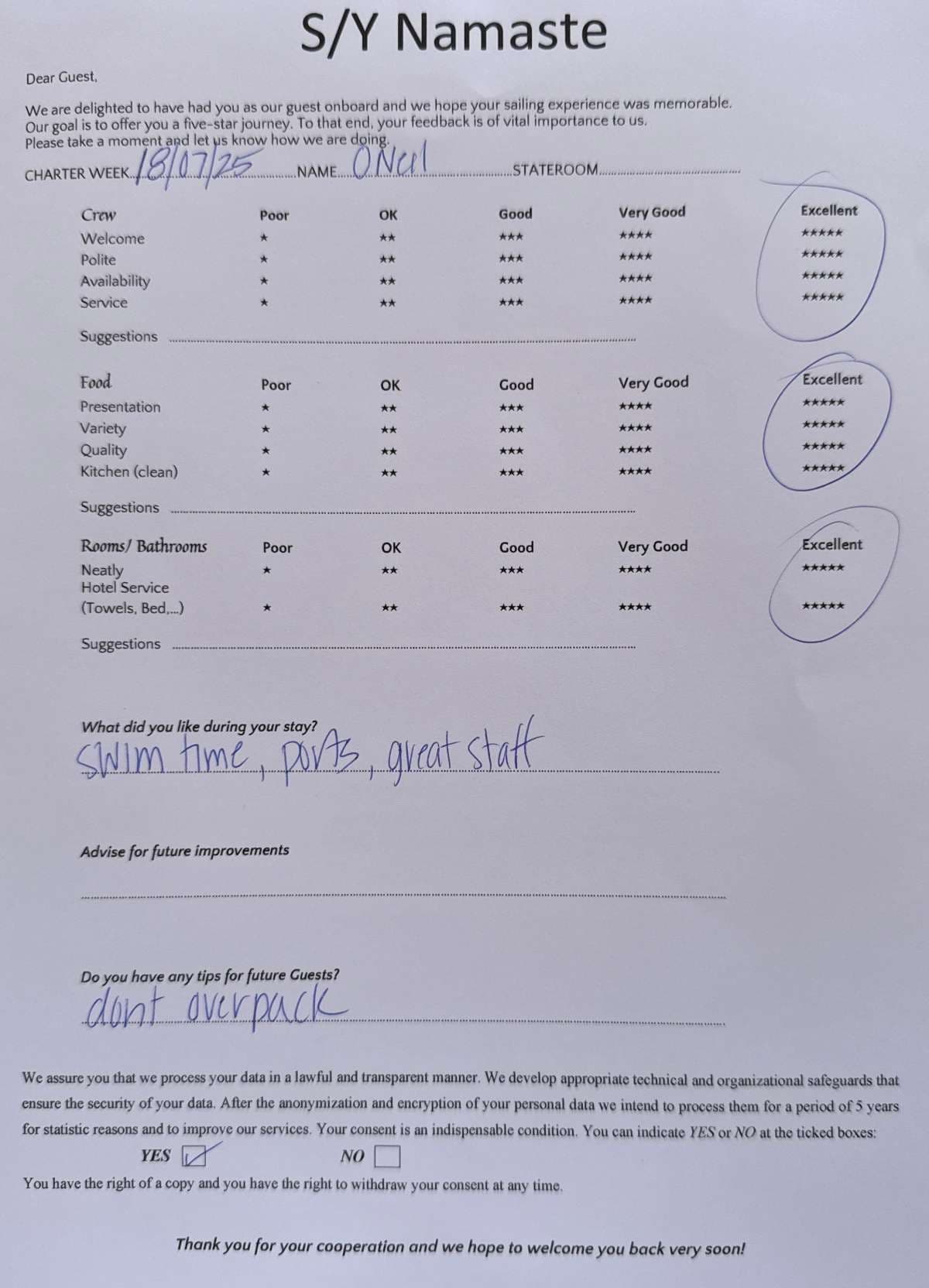 NAMASTE (SAMANA) guest review