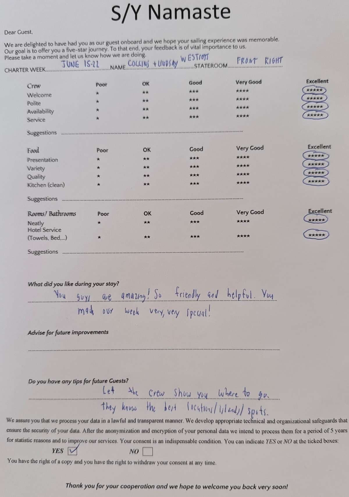 NAMASTE (SAMANA) guest review
