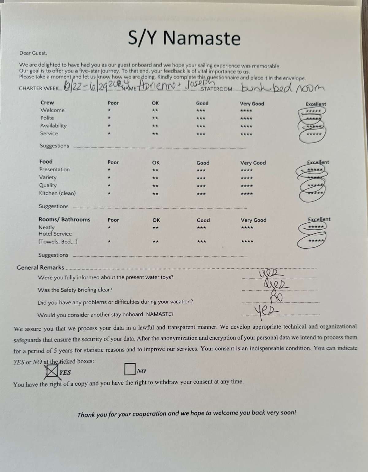 NAMASTE (SAMANA) guest review