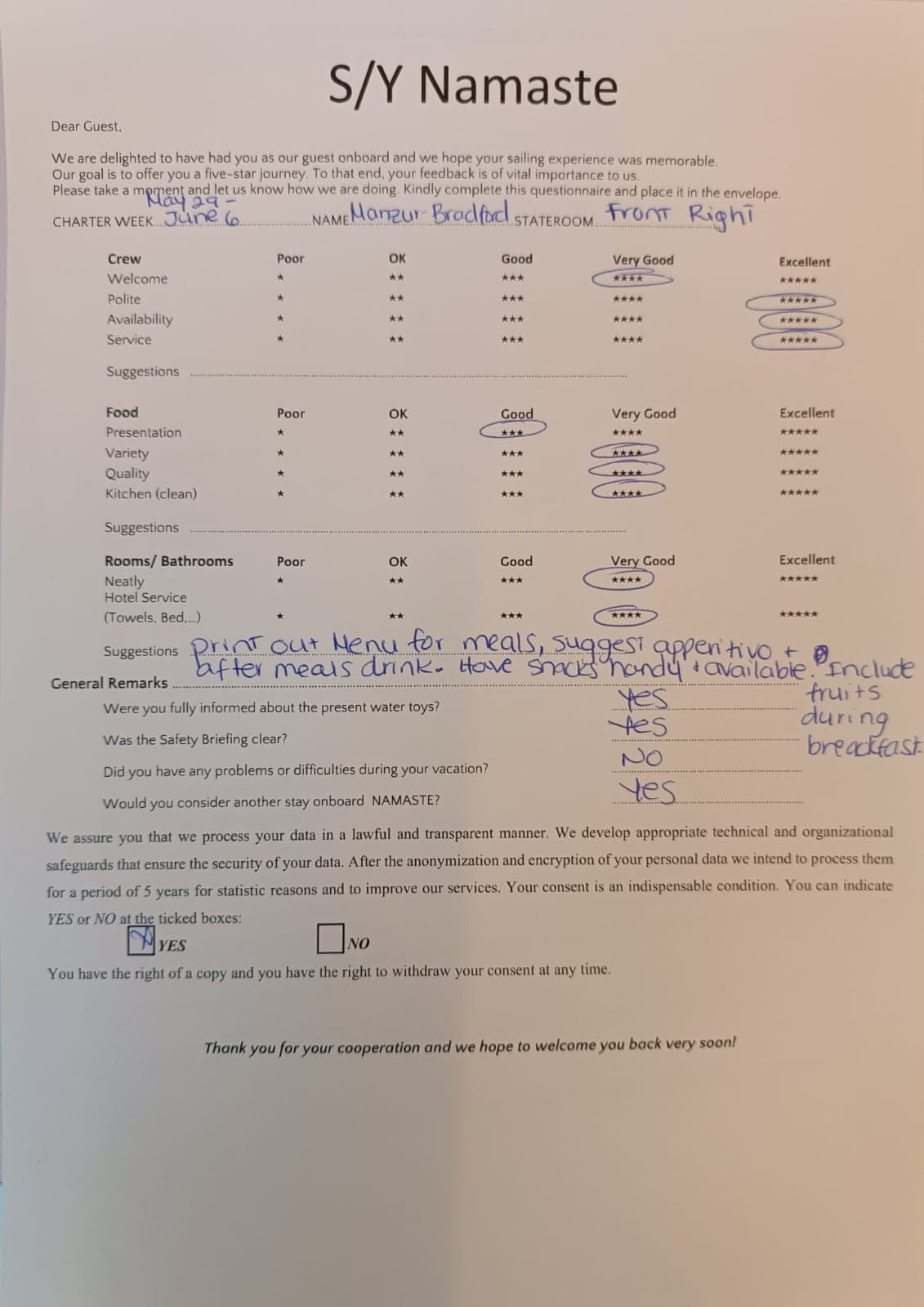 NAMASTE (SAMANA) guest review